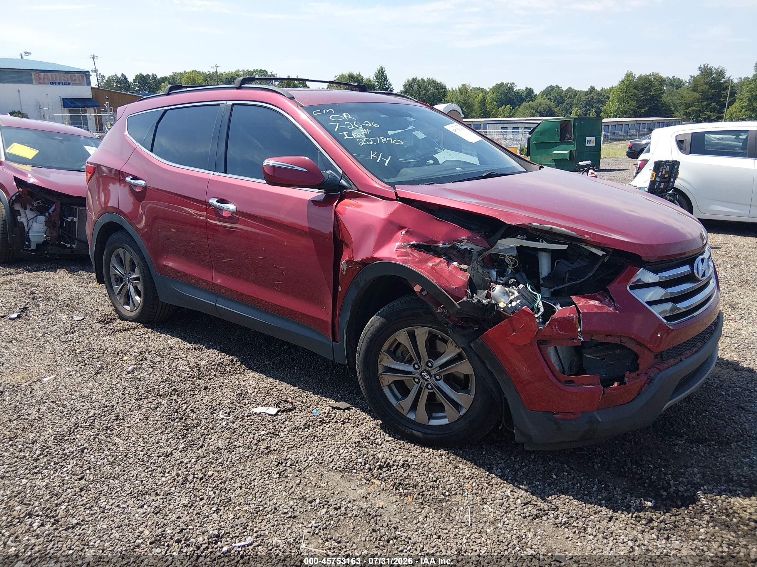 2014 Hyundai Santa Fe Sport 2.4l Red vin: 5XYZU3LB7EG166947