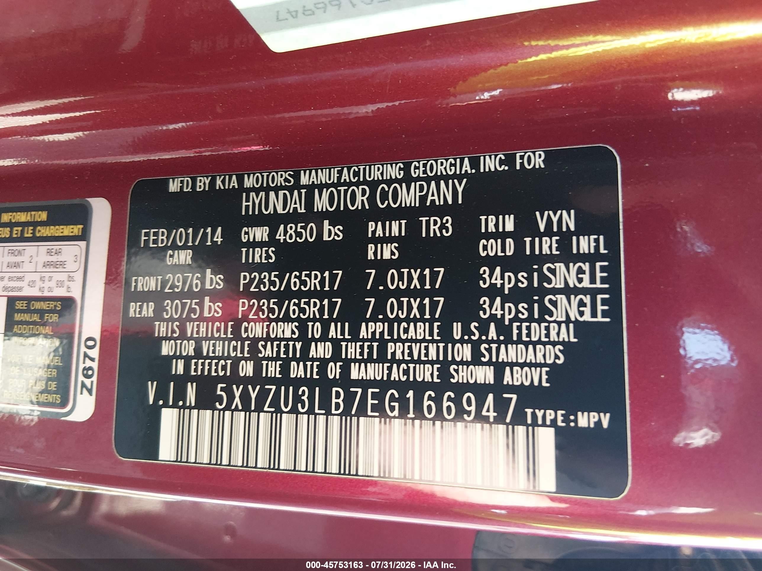 2014 Hyundai Santa Fe Sport 2.4l Red vin: 5XYZU3LB7EG166947