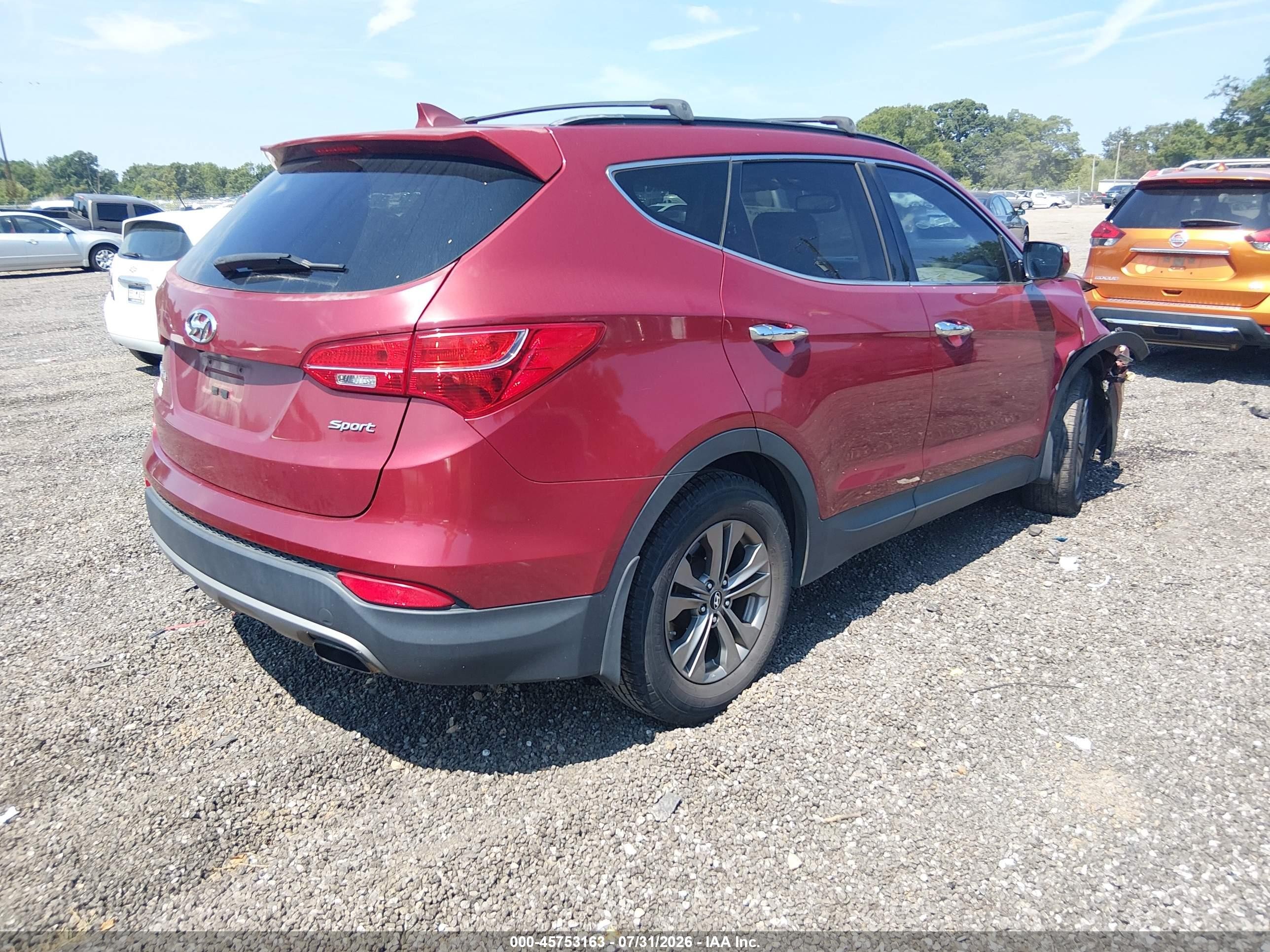2014 Hyundai Santa Fe Sport 2.4l Red vin: 5XYZU3LB7EG166947