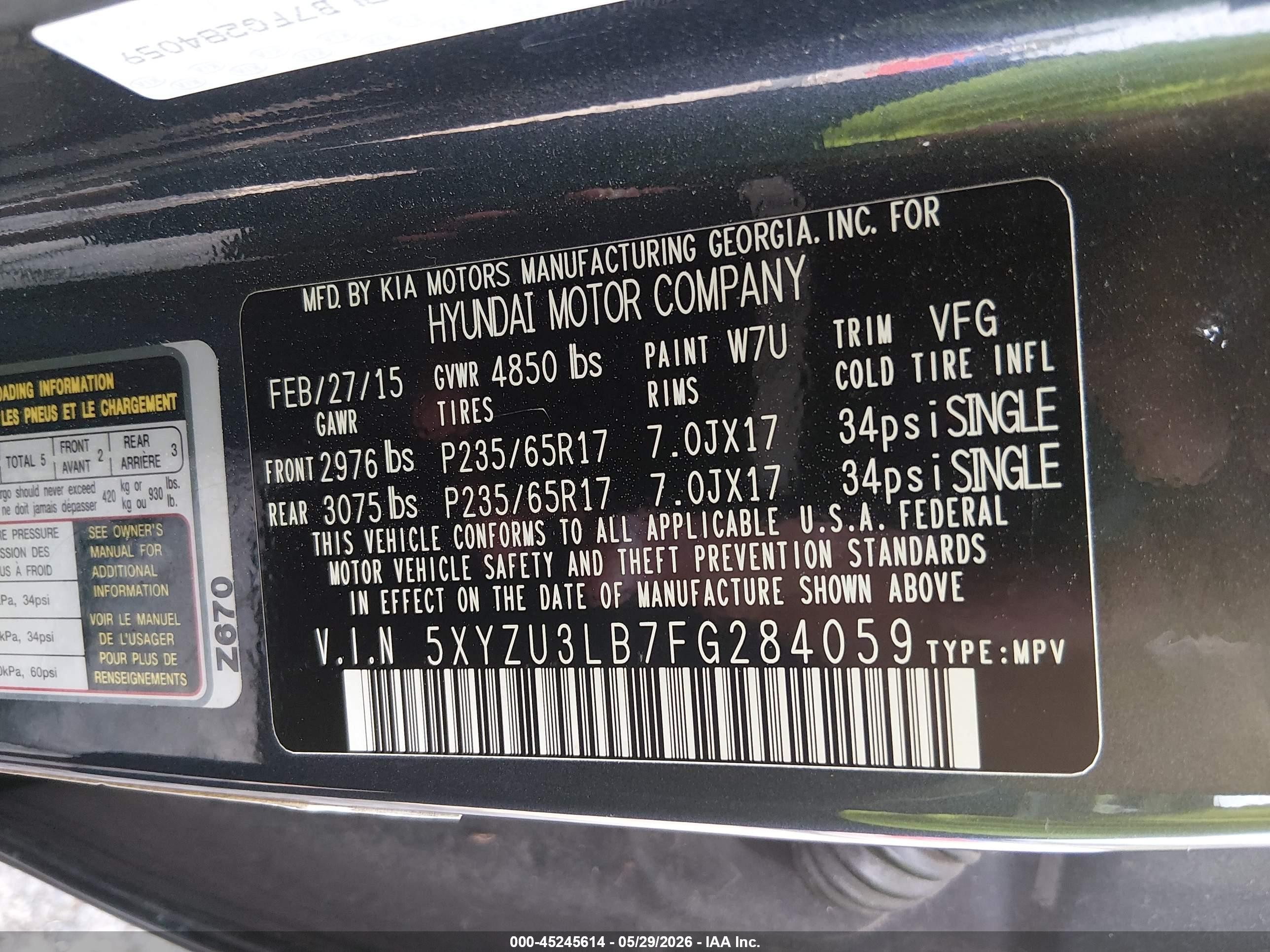 2015 Hyundai Santa Fe Sport 2.4l Gray vin: 5XYZU3LB7FG284059