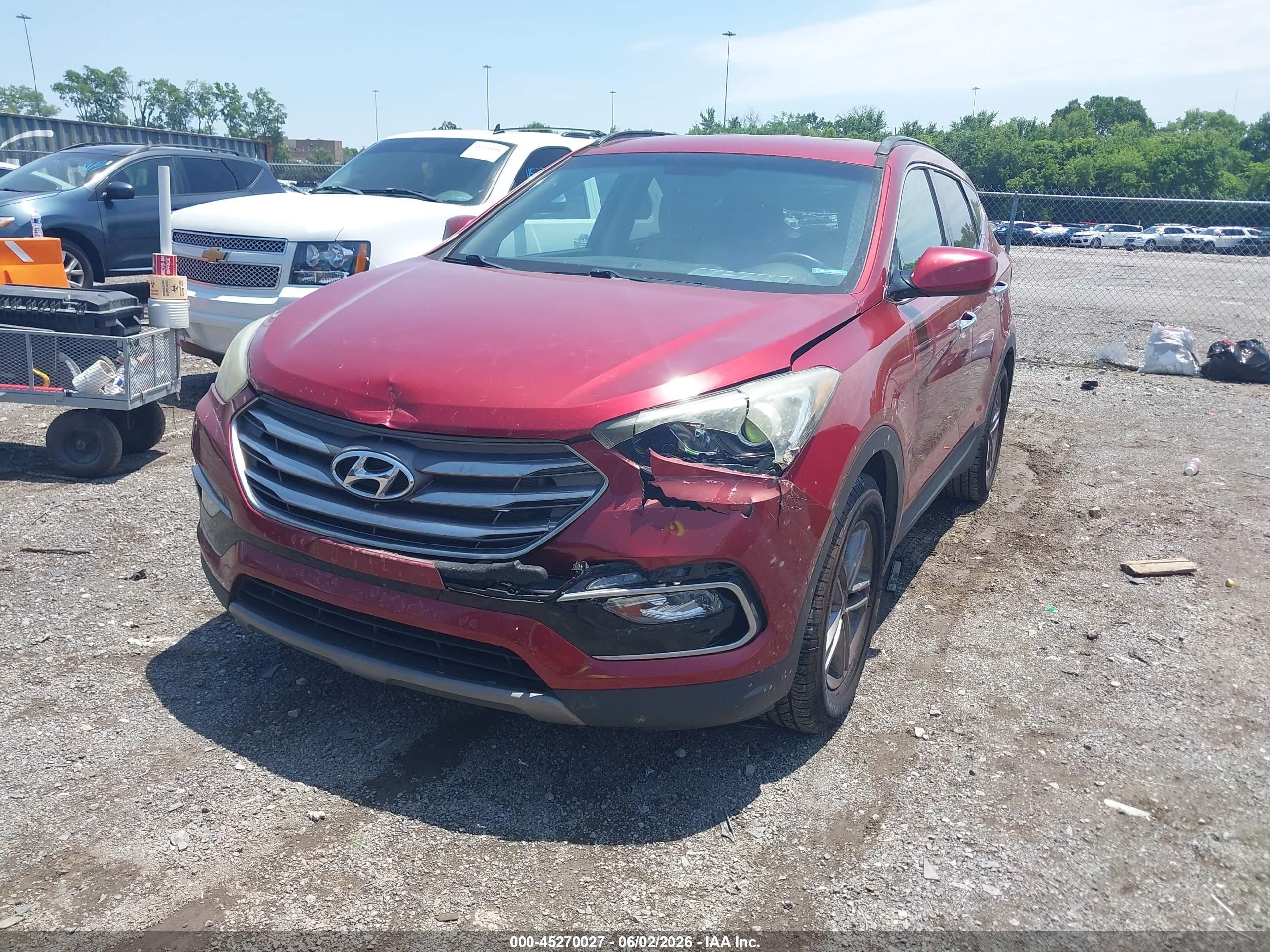 2017 Hyundai Santa Fe Sport 2.4l Burgundy vin: 5XYZU3LB7HG466864