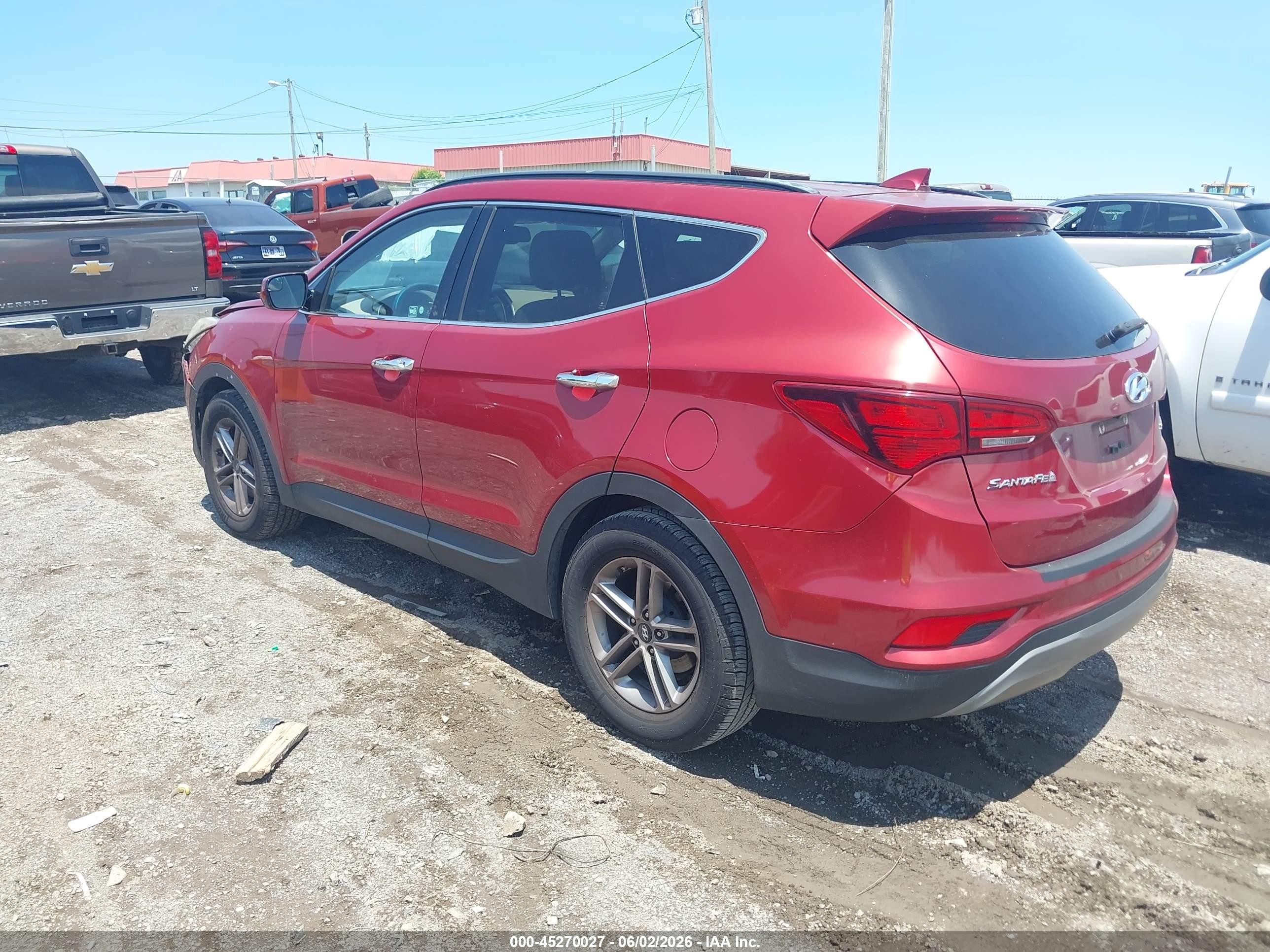 2017 Hyundai Santa Fe Sport 2.4l Burgundy vin: 5XYZU3LB7HG466864