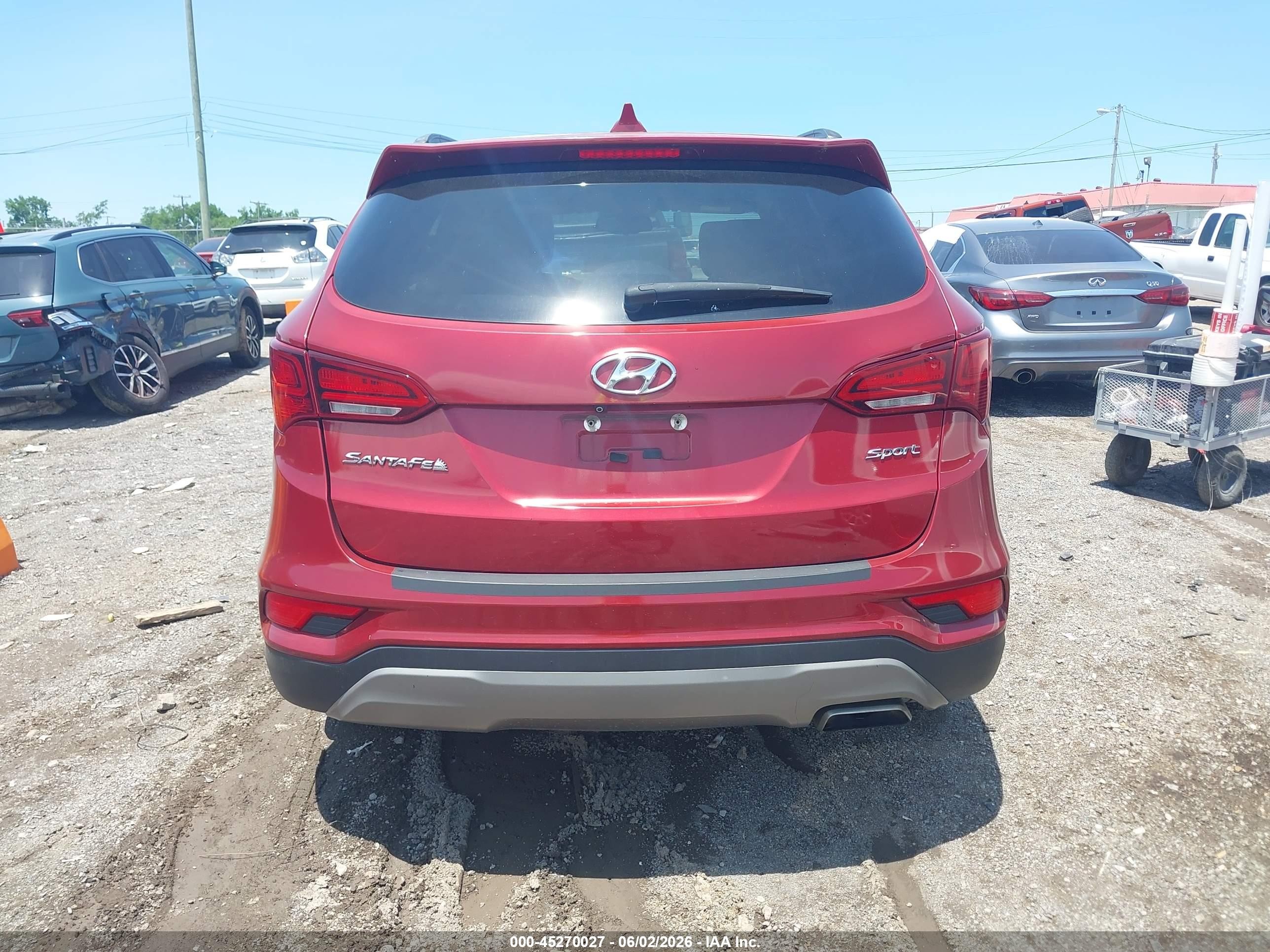 2017 Hyundai Santa Fe Sport 2.4l Burgundy vin: 5XYZU3LB7HG466864