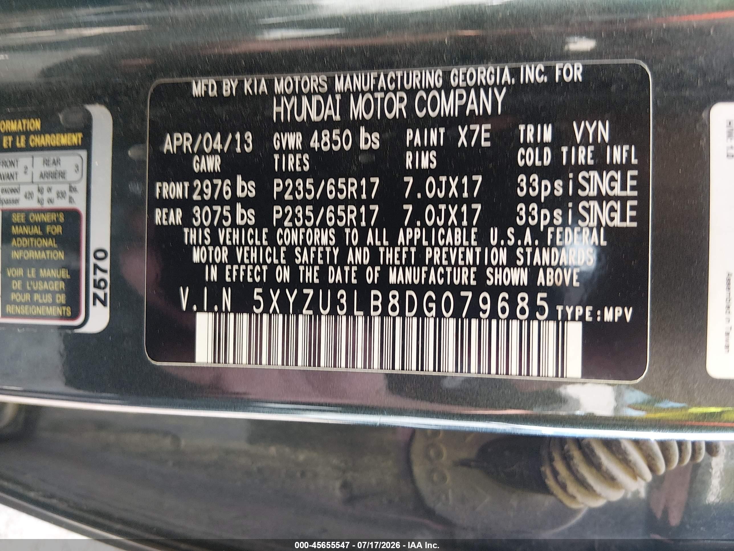 2013 Hyundai Santa Fe Sport Серый vin: 5XYZU3LB8DG079685