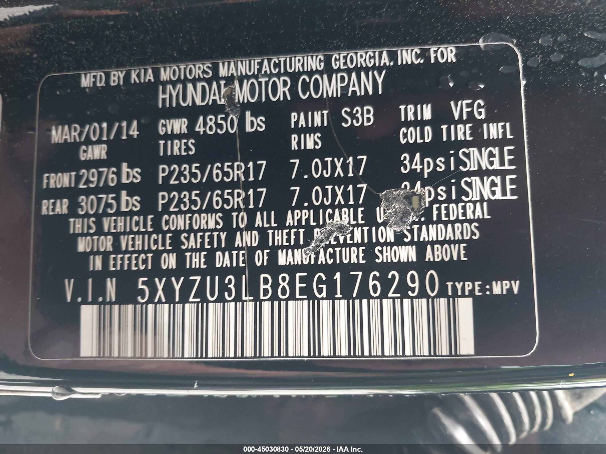 2014 Hyundai Santa Fe Sport 2.4l Черный vin: 5XYZU3LB8EG176290