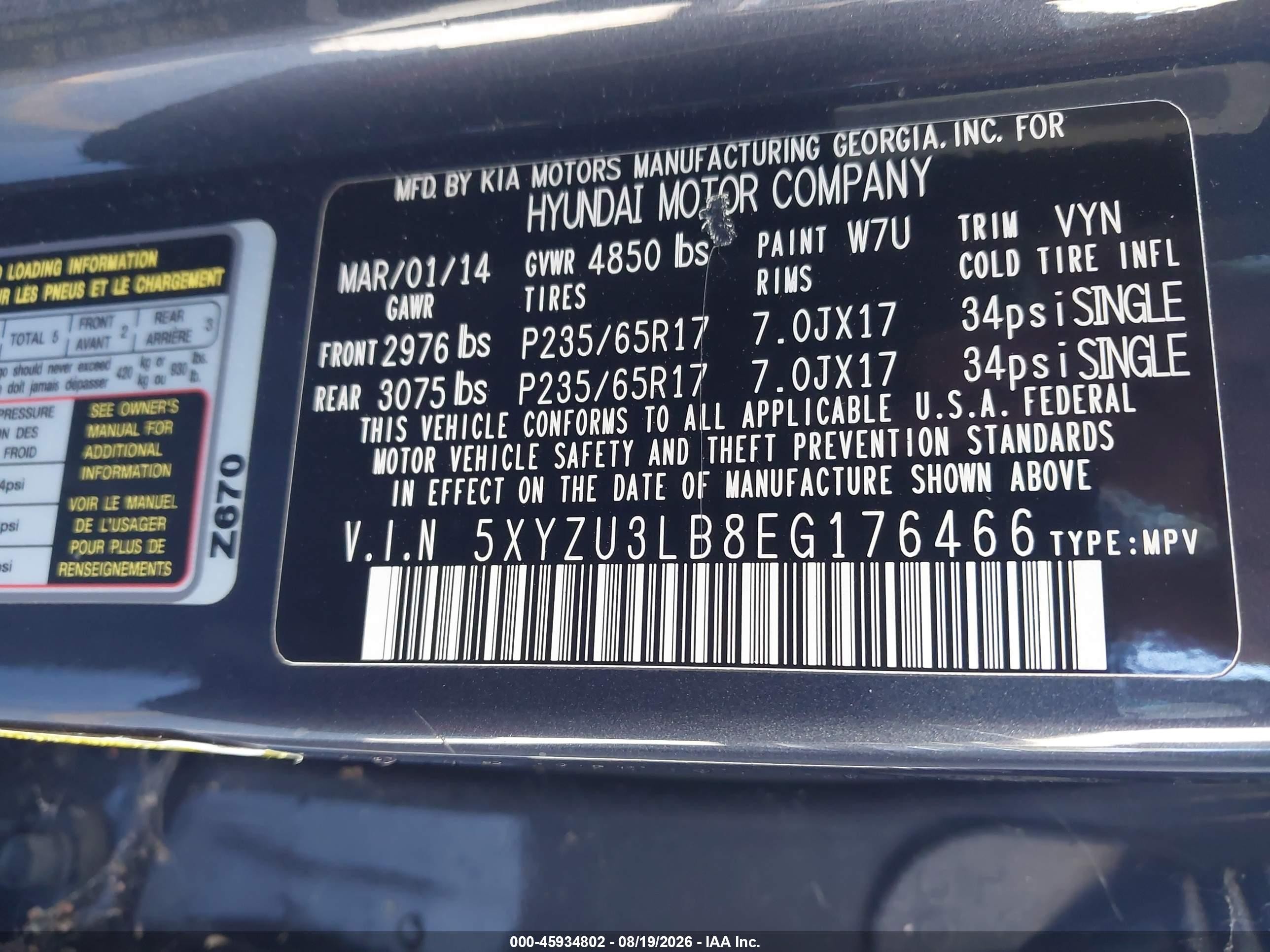 2014 Hyundai Santa Fe Sport 2.4l Gray vin: 5XYZU3LB8EG176466