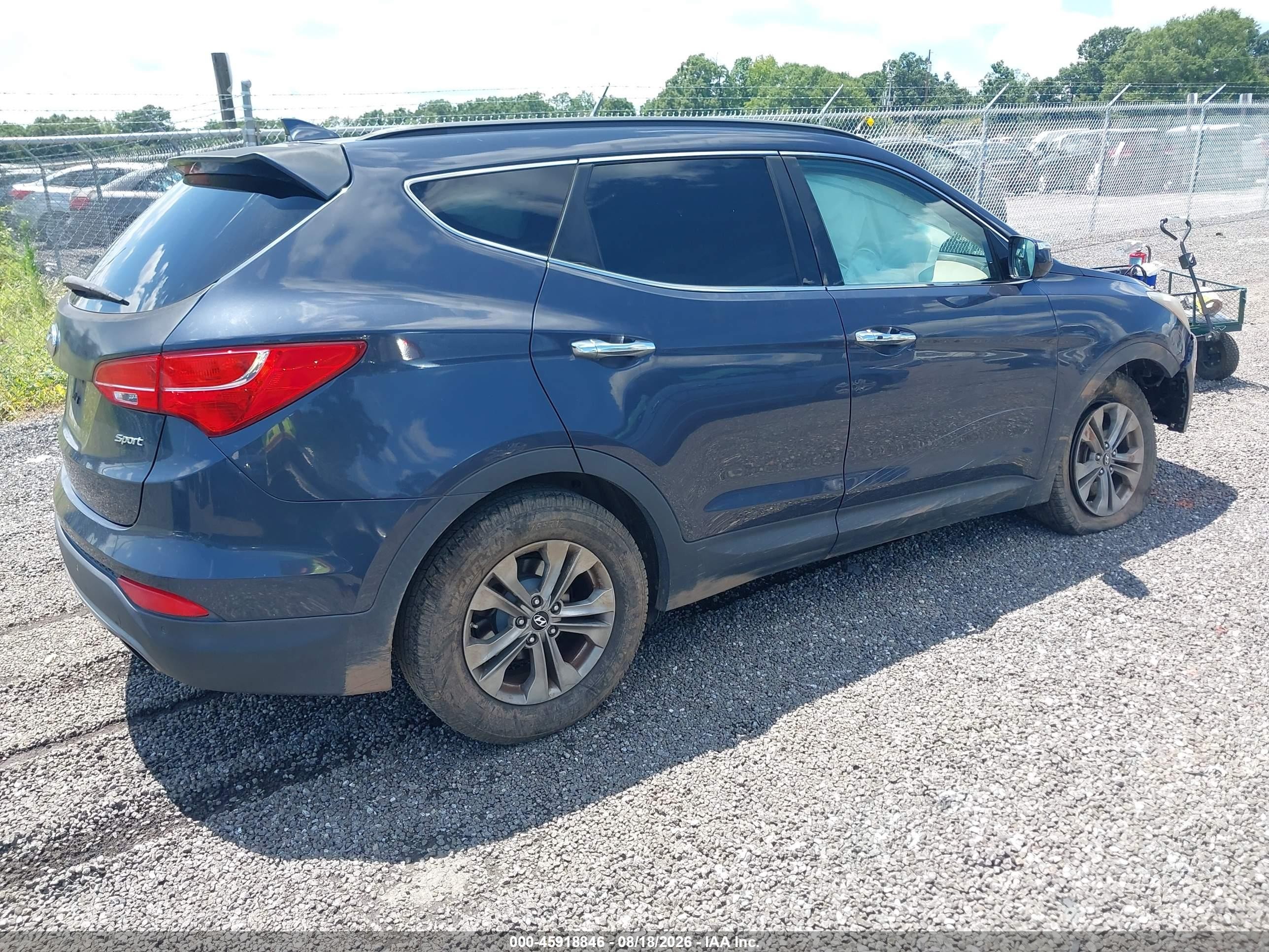 2014 Hyundai Santa Fe Sport 2.4l Blue vin: 5XYZU3LB8EG182316