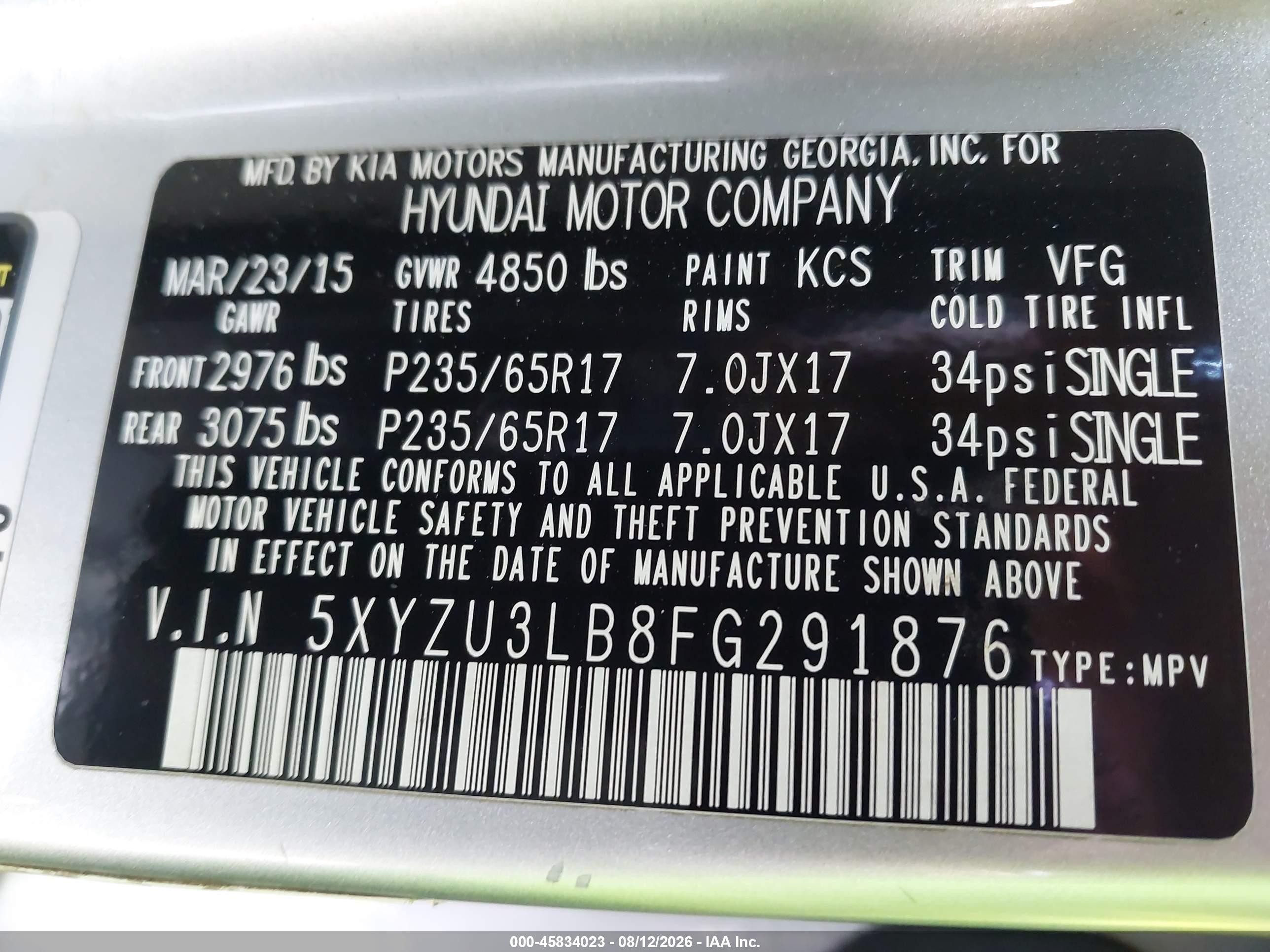 2015 Hyundai Santa Fe Sport 2.4l Silver vin: 5XYZU3LB8FG291876