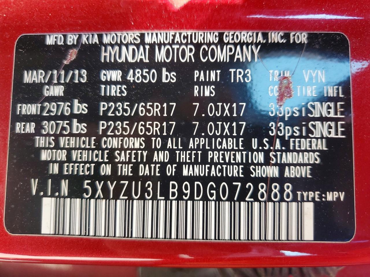 2013 Hyundai Santa Fe Sport 2.4l Red vin: 5XYZU3LB9DG072888