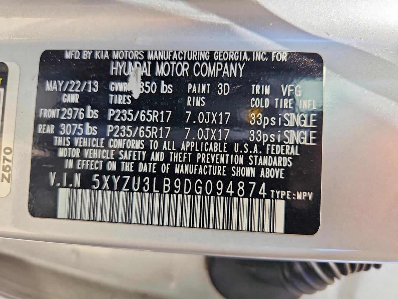 2013 Hyundai Santa Fe Sport 2.4l Silver vin: 5XYZU3LB9DG094874