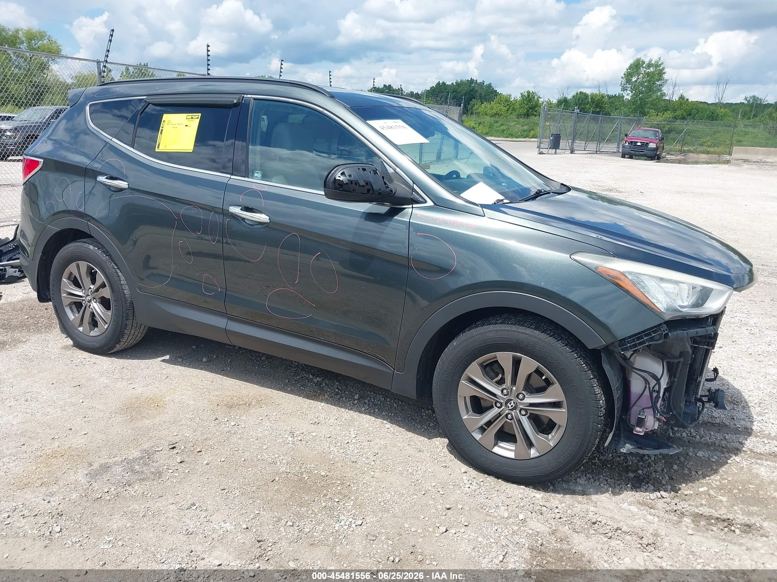 2013 Hyundai Santa Fe Sport Green vin: 5XYZU3LB9DG119594