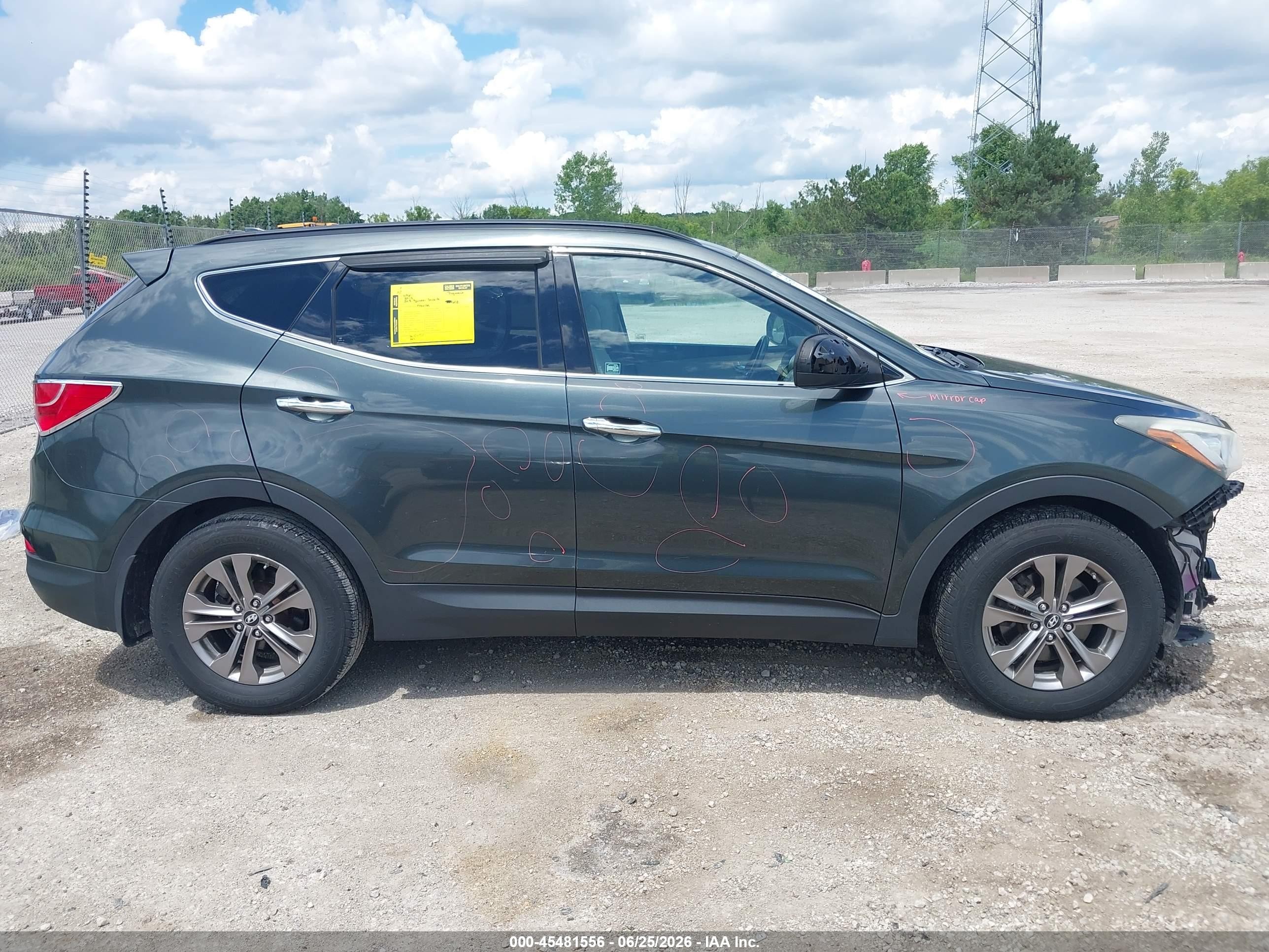 2013 Hyundai Santa Fe Sport Green vin: 5XYZU3LB9DG119594
