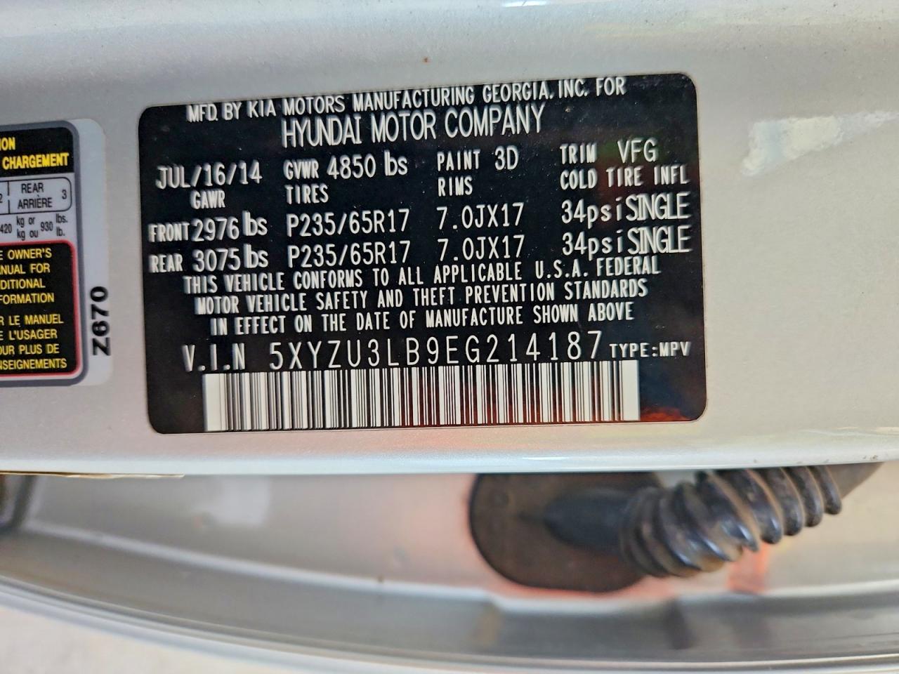 2014 Hyundai Santa Fe Sport 2.4l Серебряный vin: 5XYZU3LB9EG214187