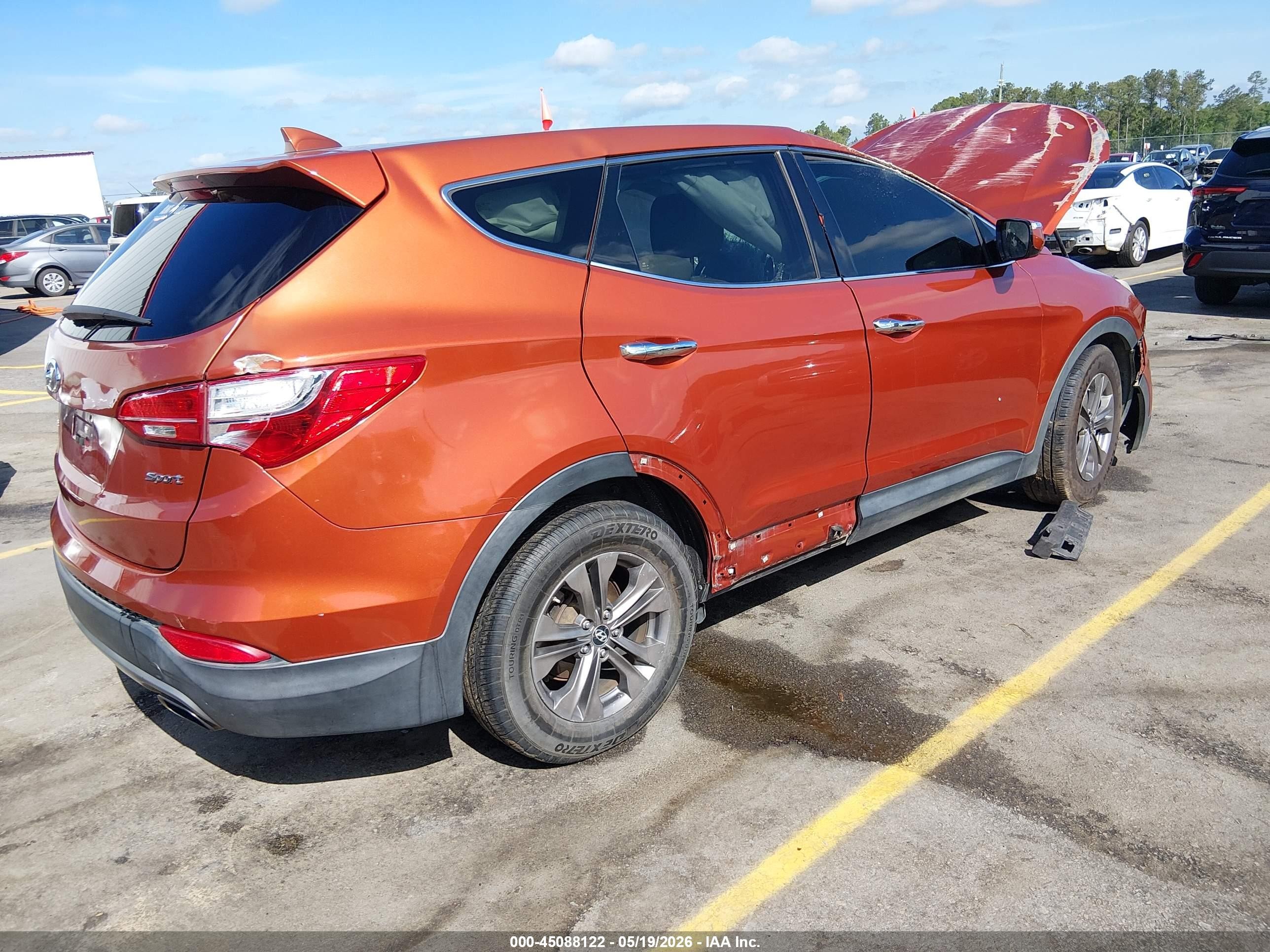 2013 Hyundai Santa Fe Sport Orange vin: 5XYZU3LBXDG009430