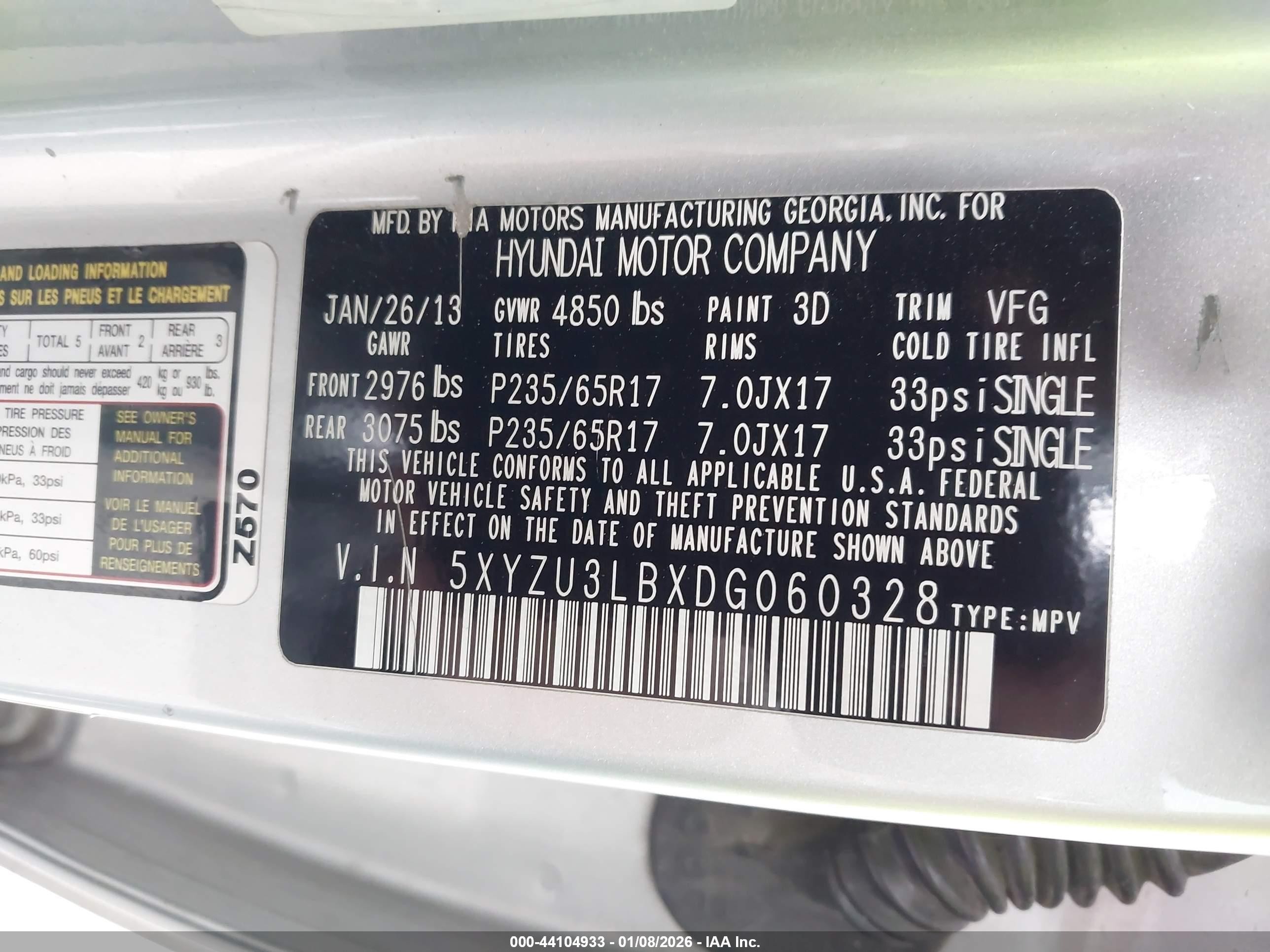 2013 Hyundai Santa Fe Sport Серебряный vin: 5XYZU3LBXDG060328
