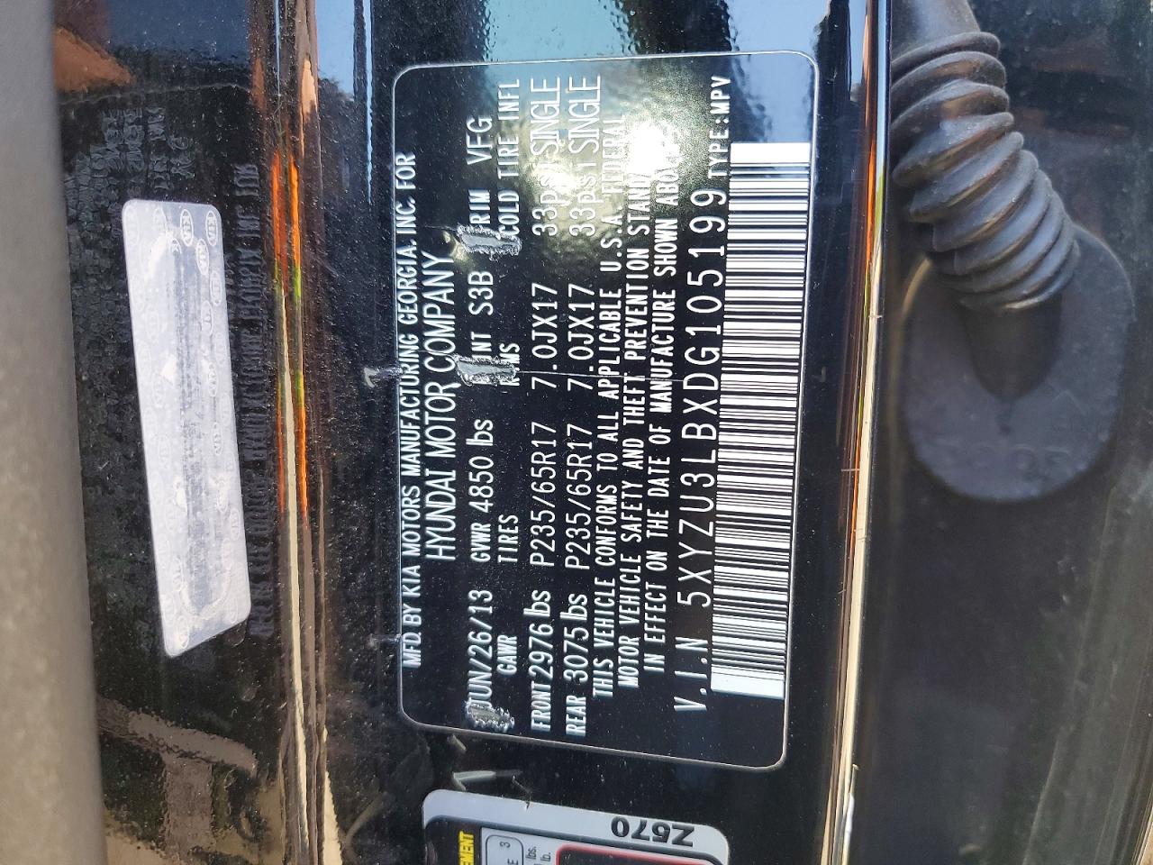 2013 Hyundai Santa Fe Sport 2.4l Black vin: 5XYZU3LBXDG105199