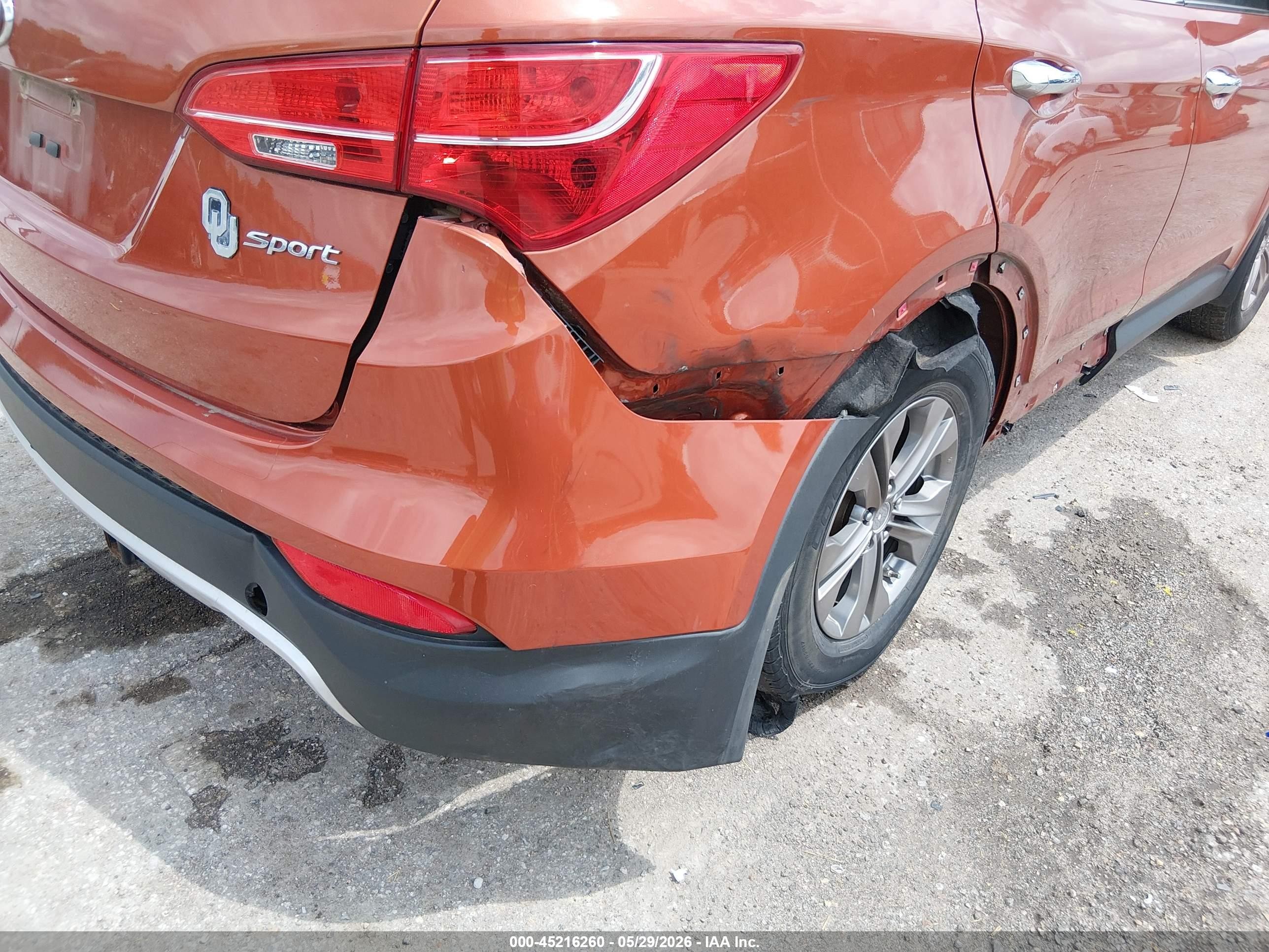 2015 Hyundai Santa Fe Sport 2.4l Orange vin: 5XYZU3LBXFG281334