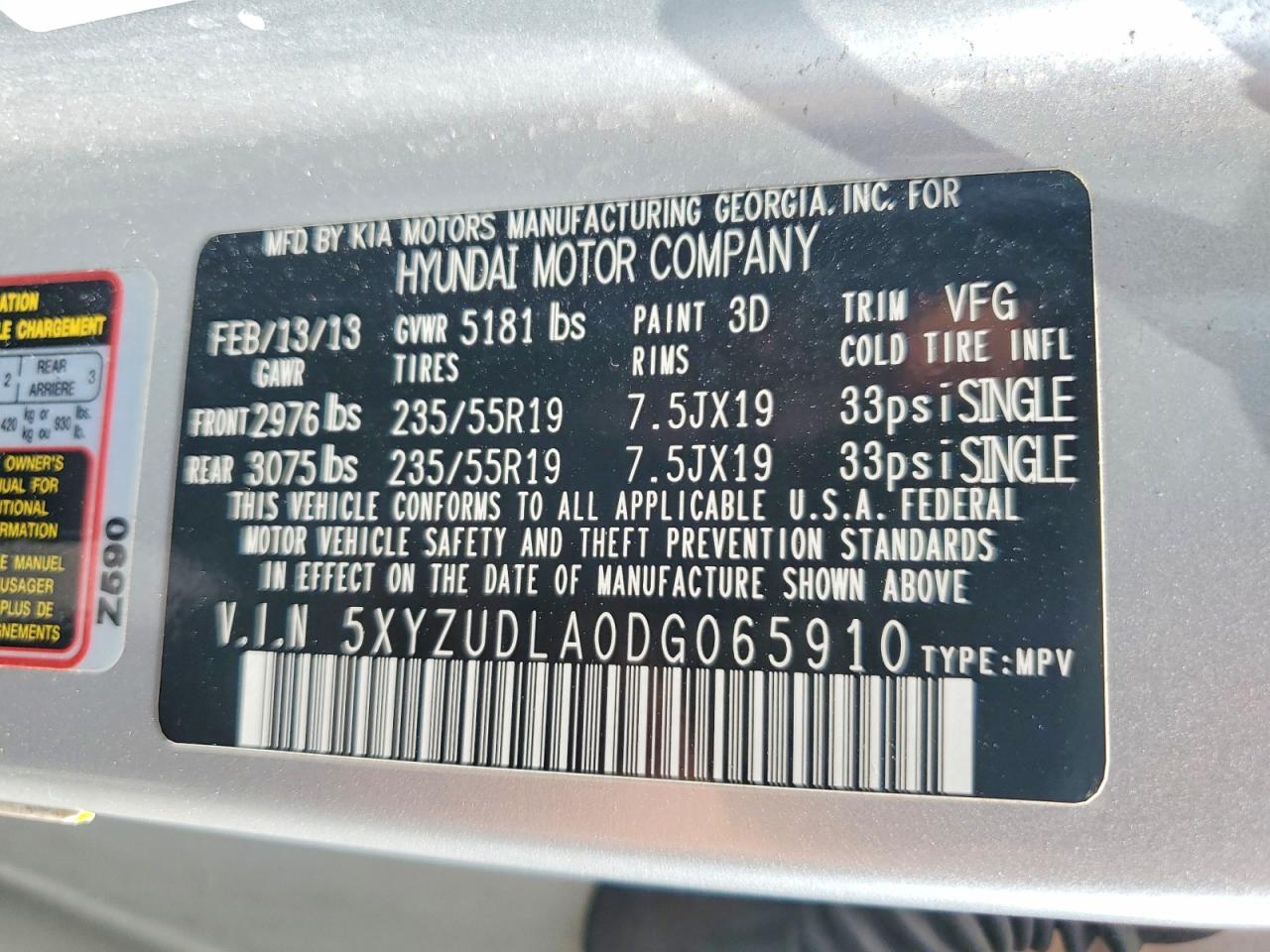 2013 Hyundai Santa Fe Sport 2.0t Silver vin: 5XYZUDLA0DG065910