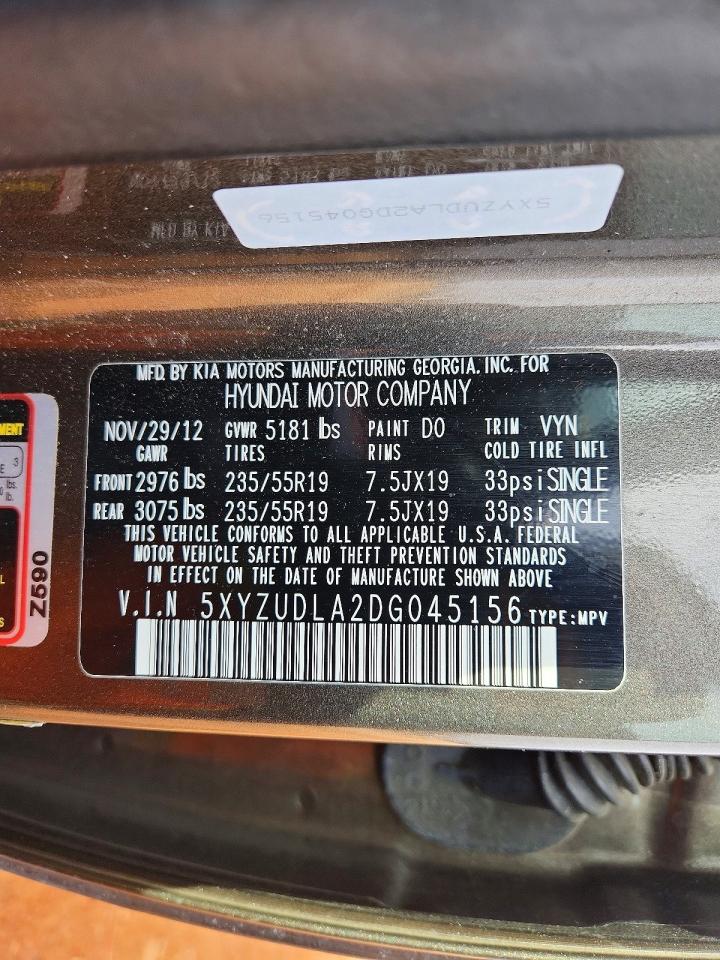 2013 Hyundai Santa Fe Sport Gray vin: 5XYZUDLA2DG045156