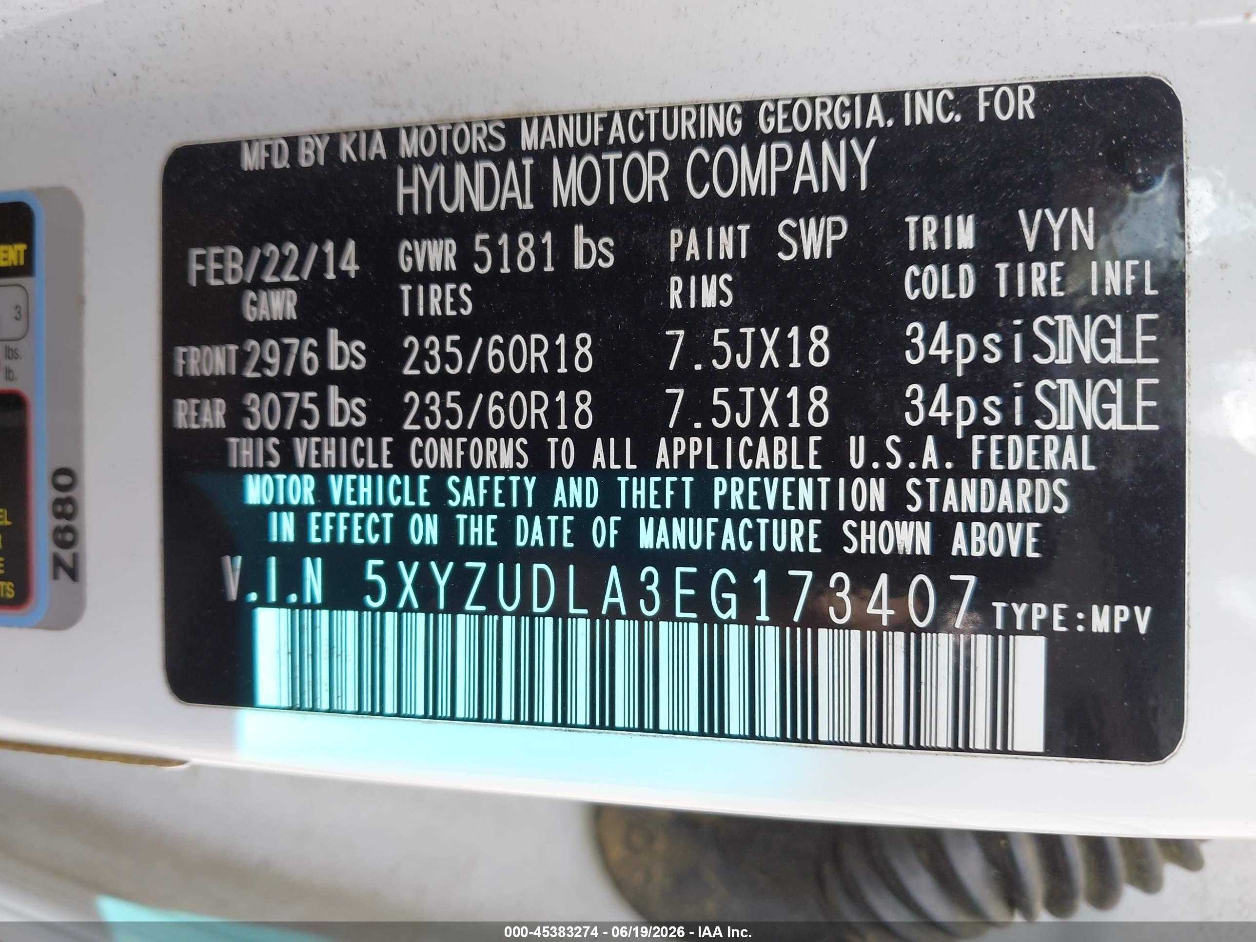2014 Hyundai Santa Fe Sport 2.0l Turbo White vin: 5XYZUDLA3EG173407