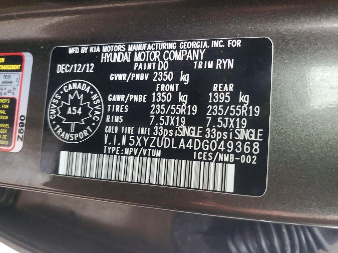 2013 Hyundai Santa Fe Sport 2.0t Brown vin: 5XYZUDLA4DG049368