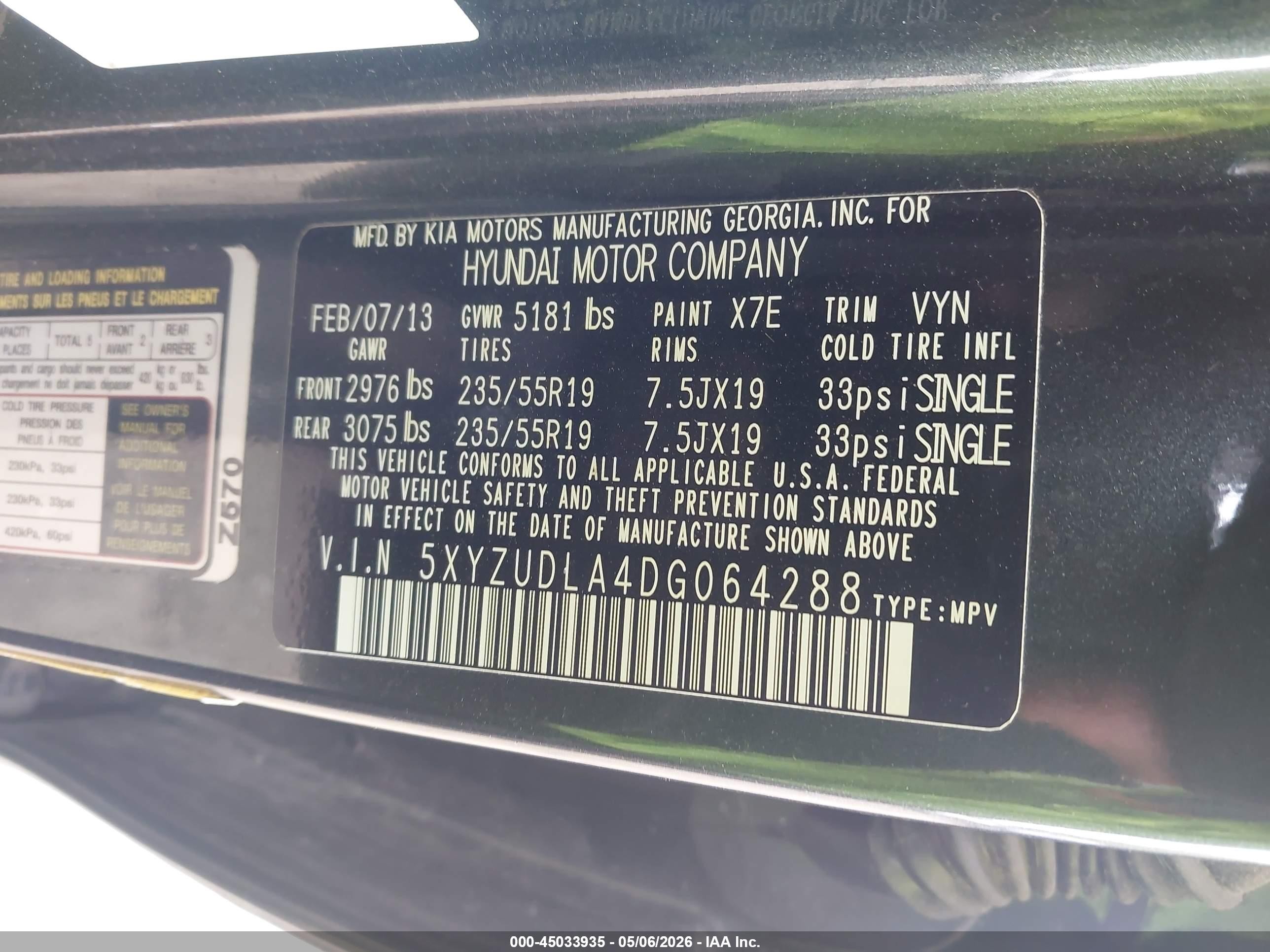 2013 Hyundai Santa Fe Sport 2.0t Green vin: 5XYZUDLA4DG064288