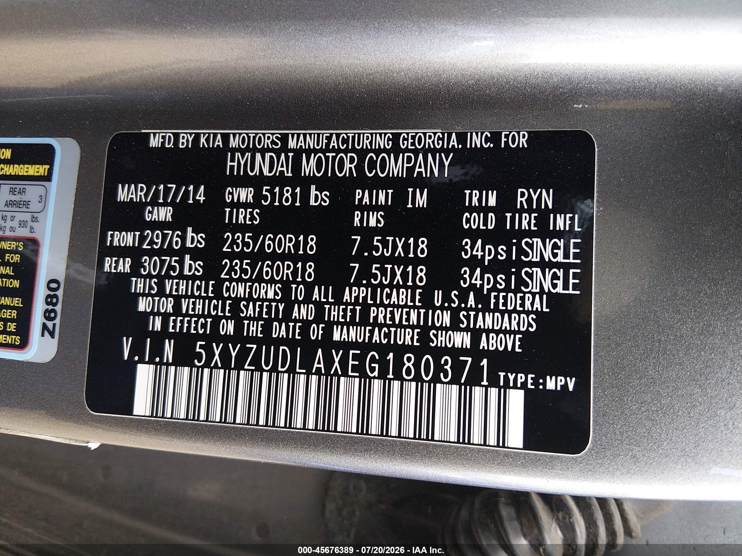 2014 Hyundai Santa Fe Sport 2.0l Turbo Gray vin: 5XYZUDLAXEG180371