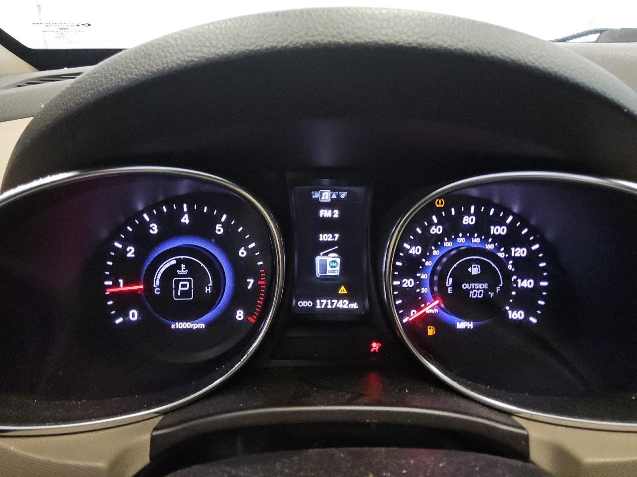 2013 Hyundai Santa Fe Sport 2.4l Black vin: 5XYZUDLB0DG097636 Damage: Warning - Tire Pressure, On, Unacceptable