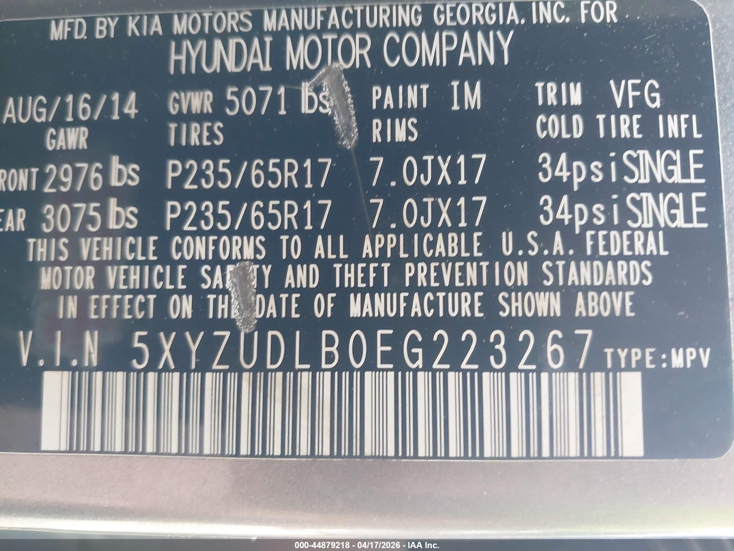 2014 Hyundai Santa Fe Sport 2.4l Gray vin: 5XYZUDLB0EG223267