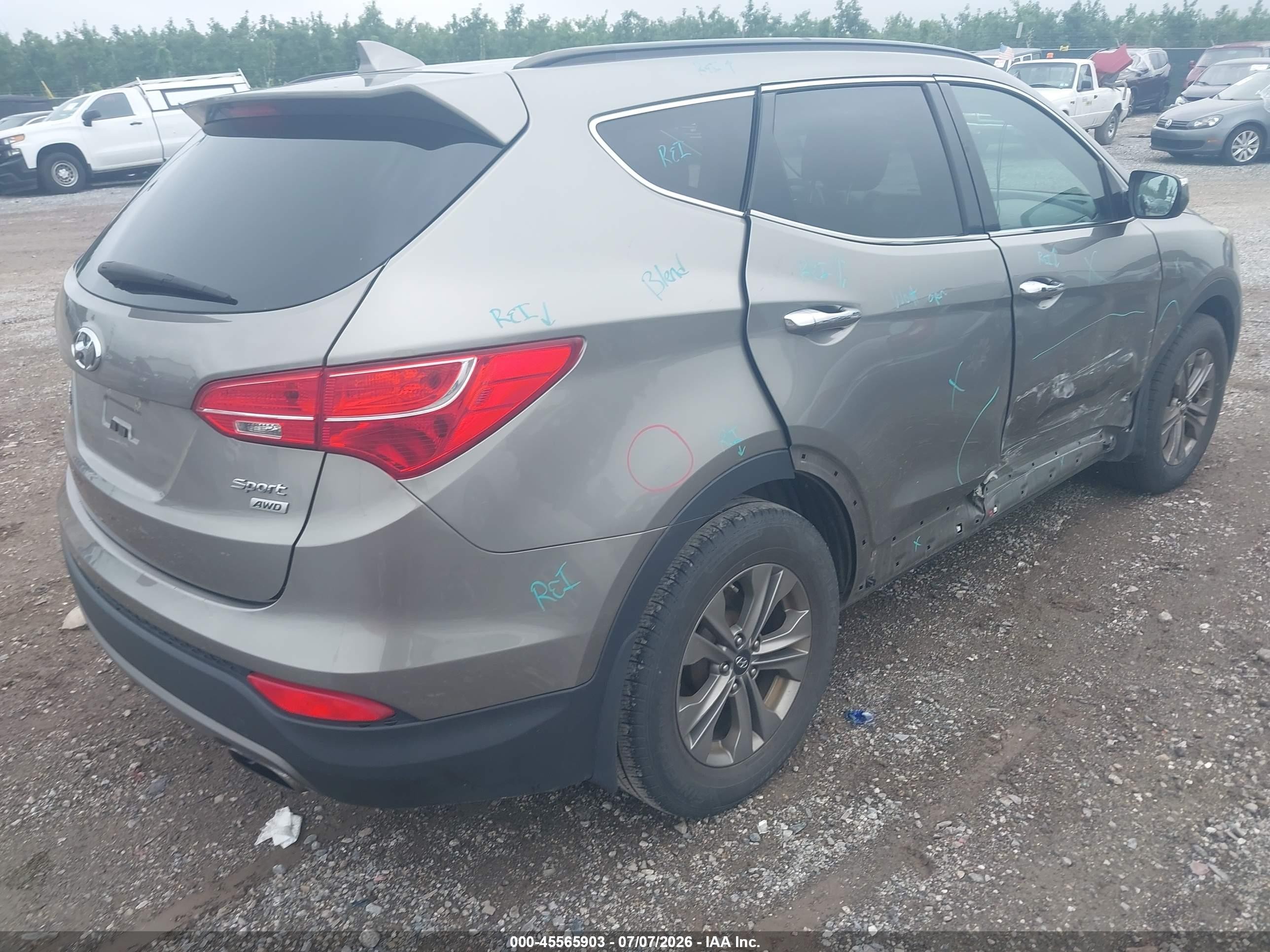 2015 Hyundai Santa Fe Sport 2.4l Gray vin: 5XYZUDLB1FG290946