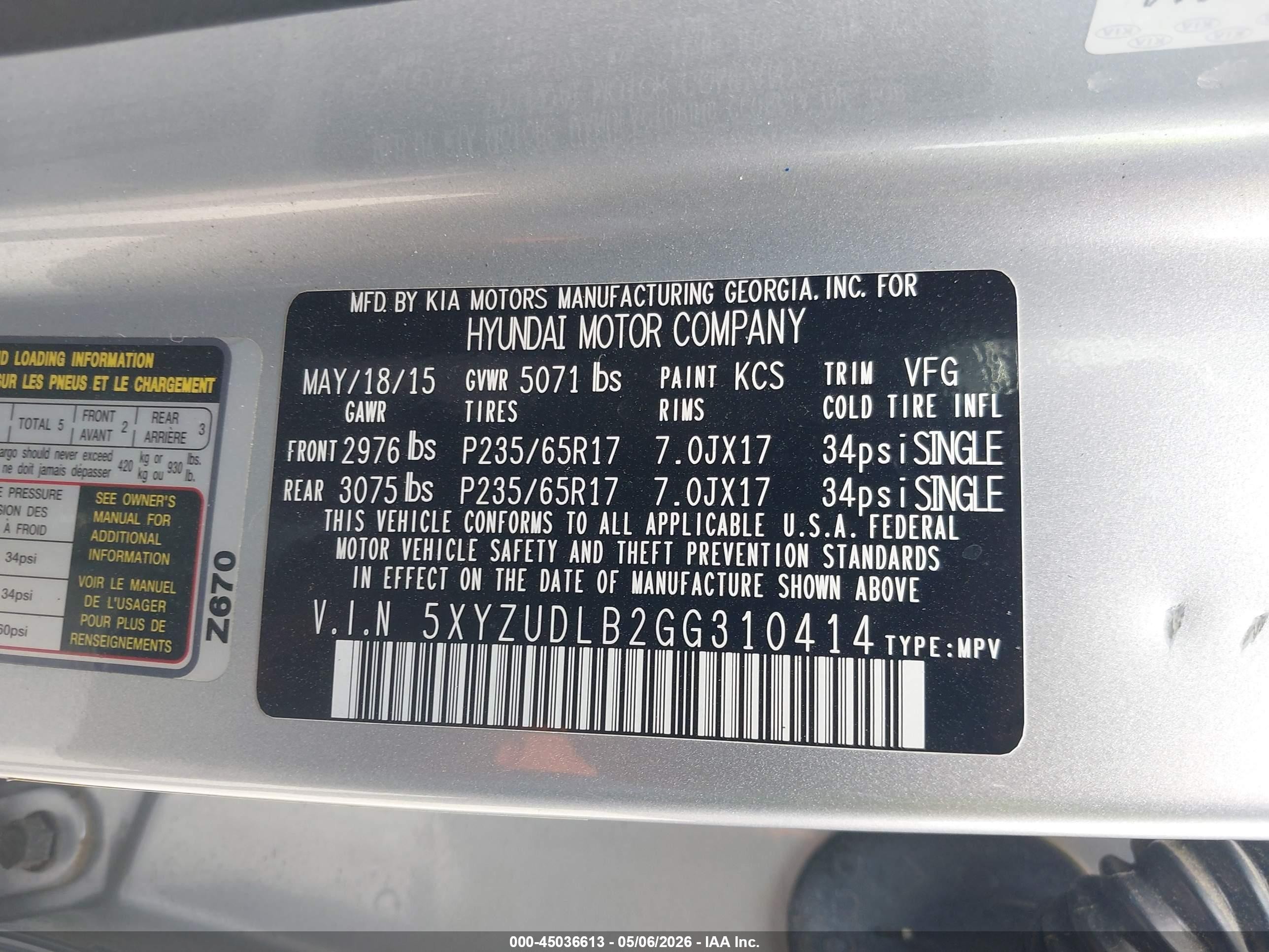 2016 Hyundai Santa Fe Sport 2.4l Gray vin: 5XYZUDLB2GG310414