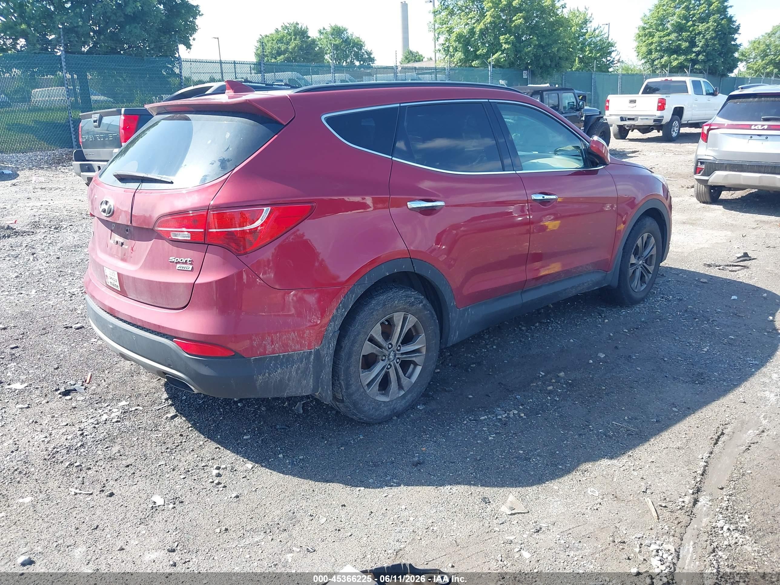 2015 Hyundai Santa Fe Sport 2.4l Red vin: 5XYZUDLB3FG260962