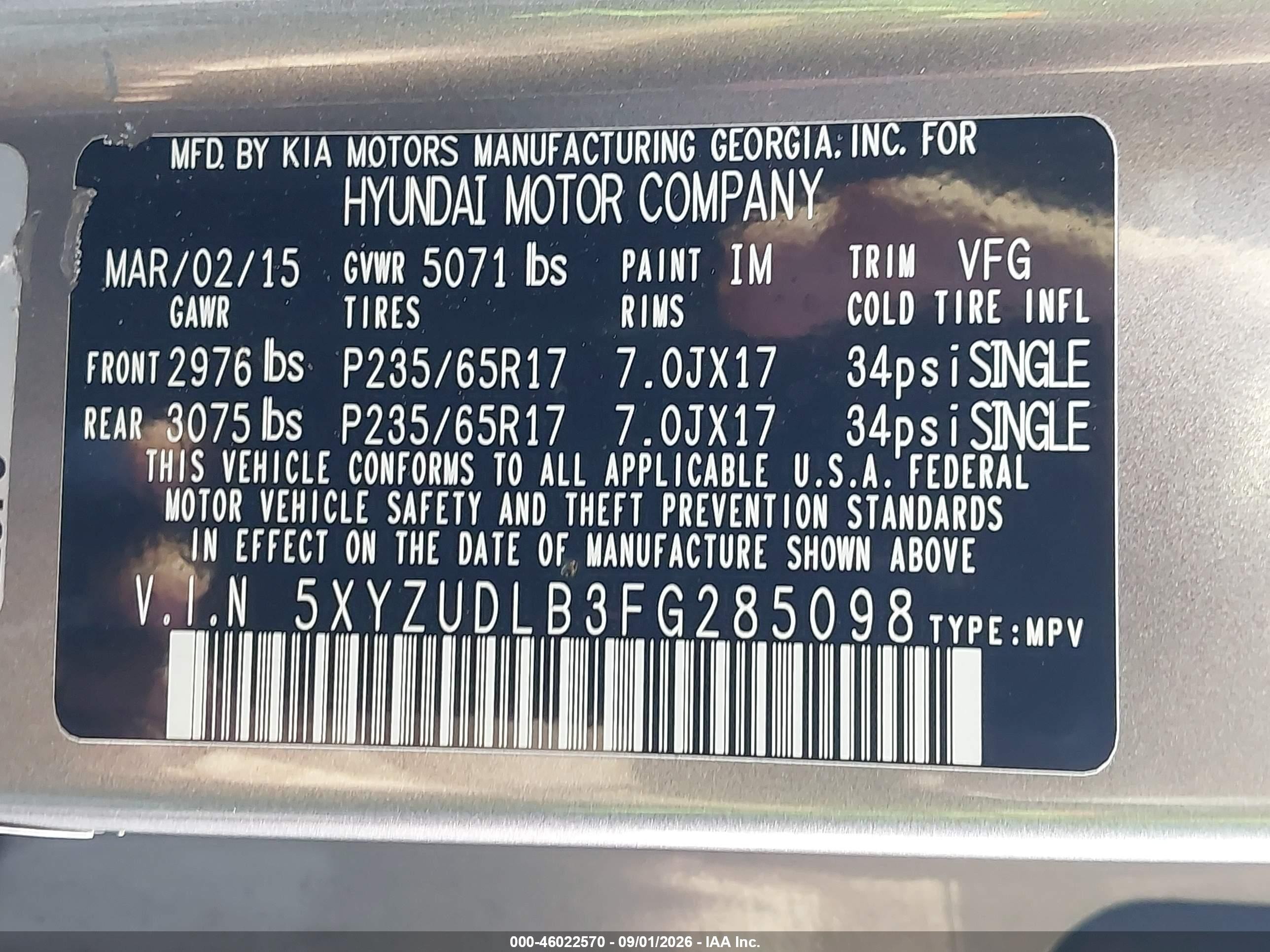 2015 Hyundai Santa Fe Sport 2.4l Silver vin: 5XYZUDLB3FG285098