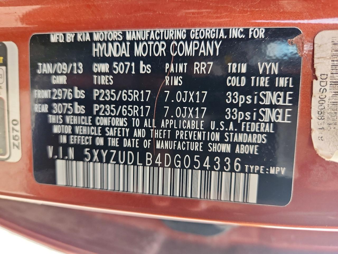 2013 Hyundai Santa Fe Sport 2.4l Orange vin: 5XYZUDLB4DG054336
