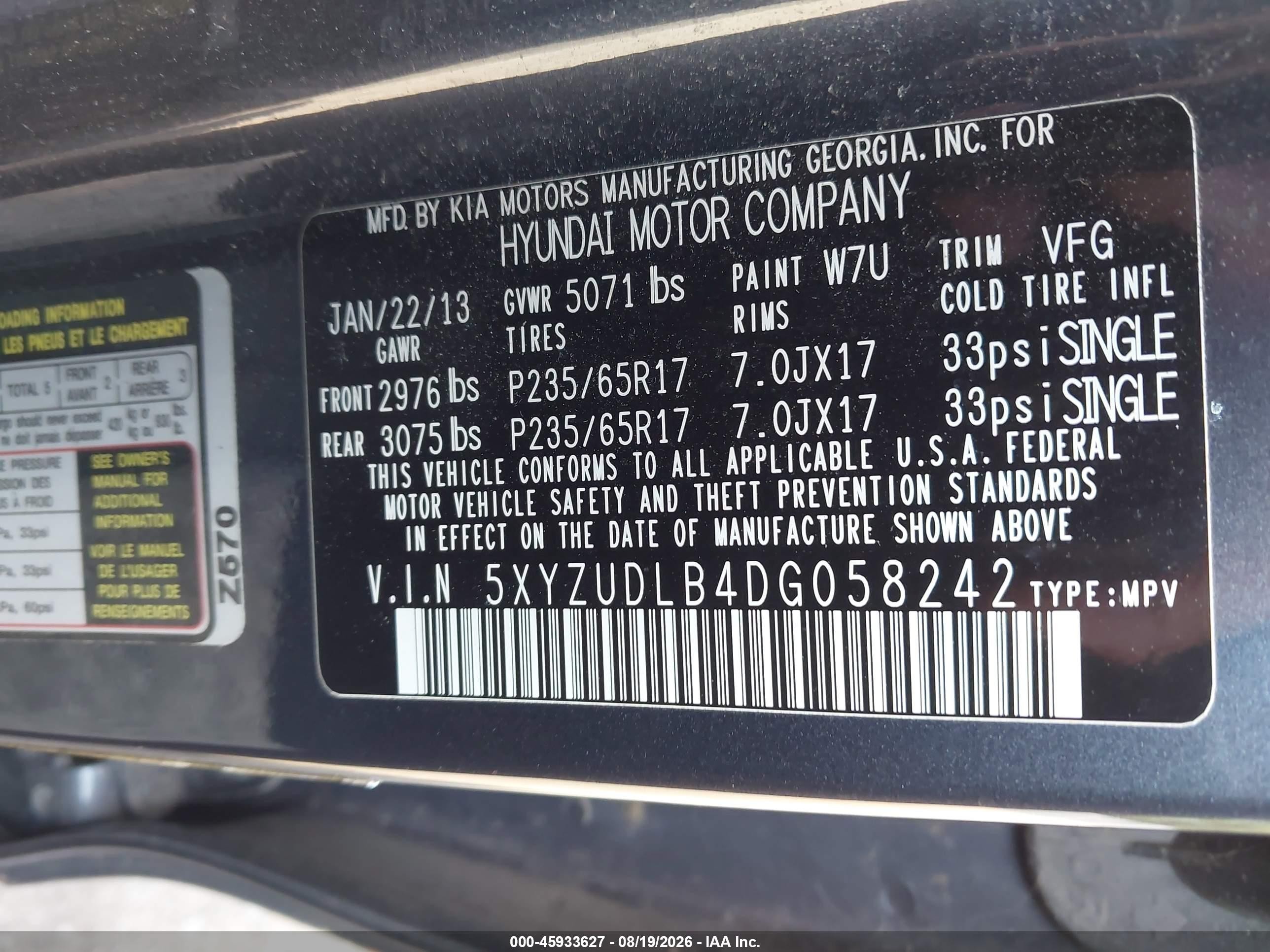 2013 Hyundai Santa Fe Sport Gray vin: 5XYZUDLB4DG058242