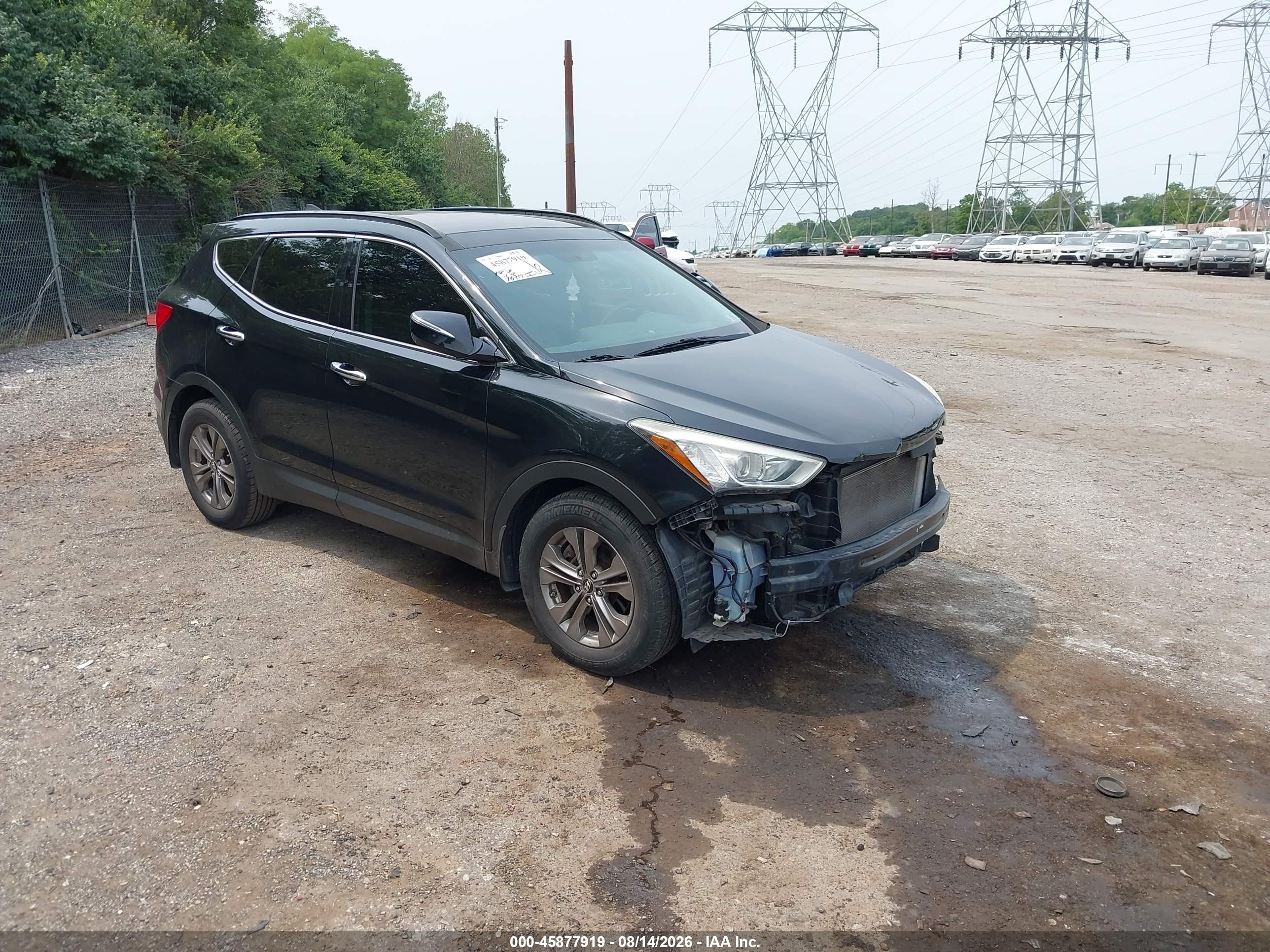 2014 Hyundai Santa Fe Sport 2.4l Black vin: 5XYZUDLB4EG177684