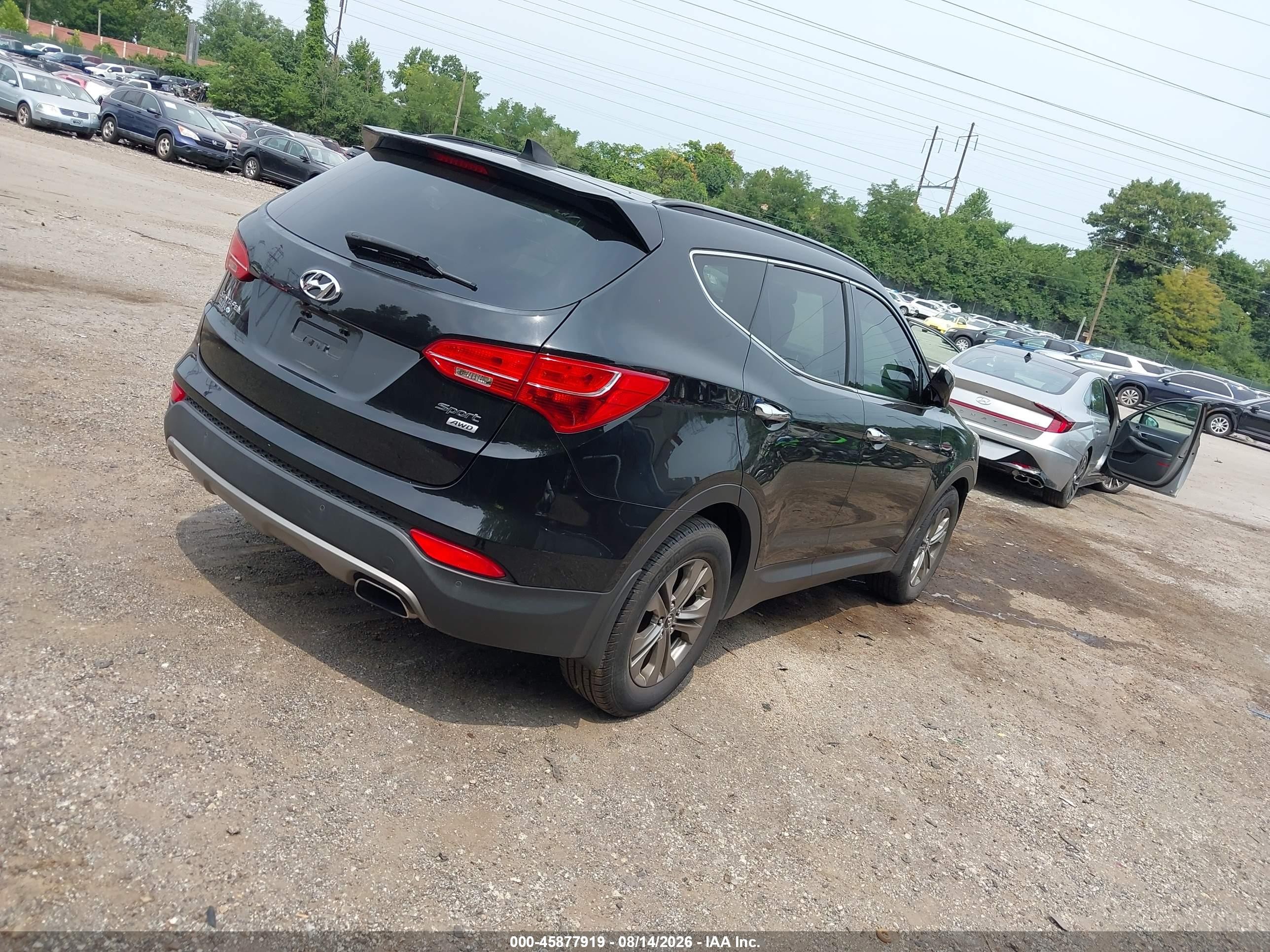 2014 Hyundai Santa Fe Sport 2.4l Black vin: 5XYZUDLB4EG177684