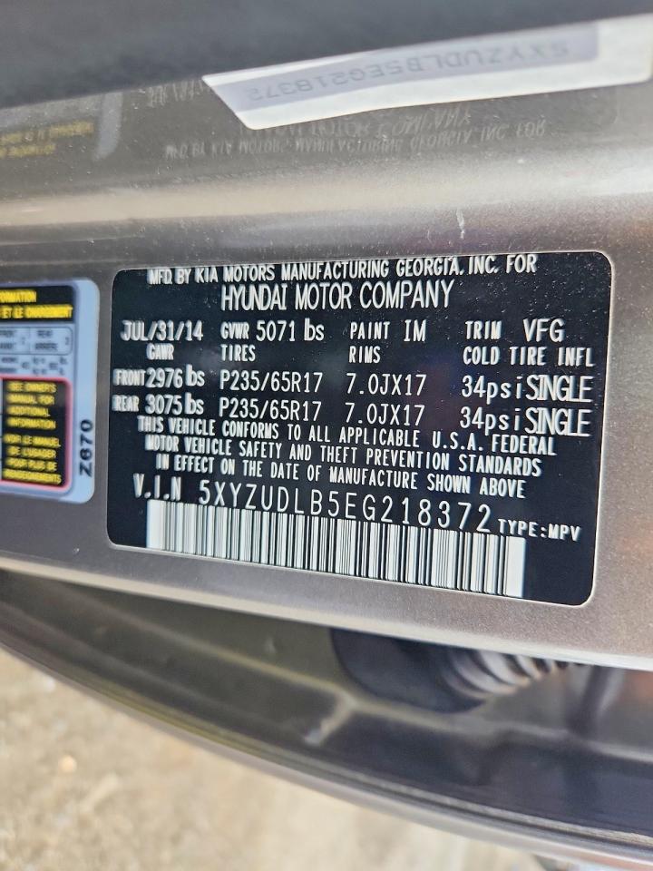 2014 Hyundai Santa Fe Sport 2.4l Gray vin: 5XYZUDLB5EG218372
