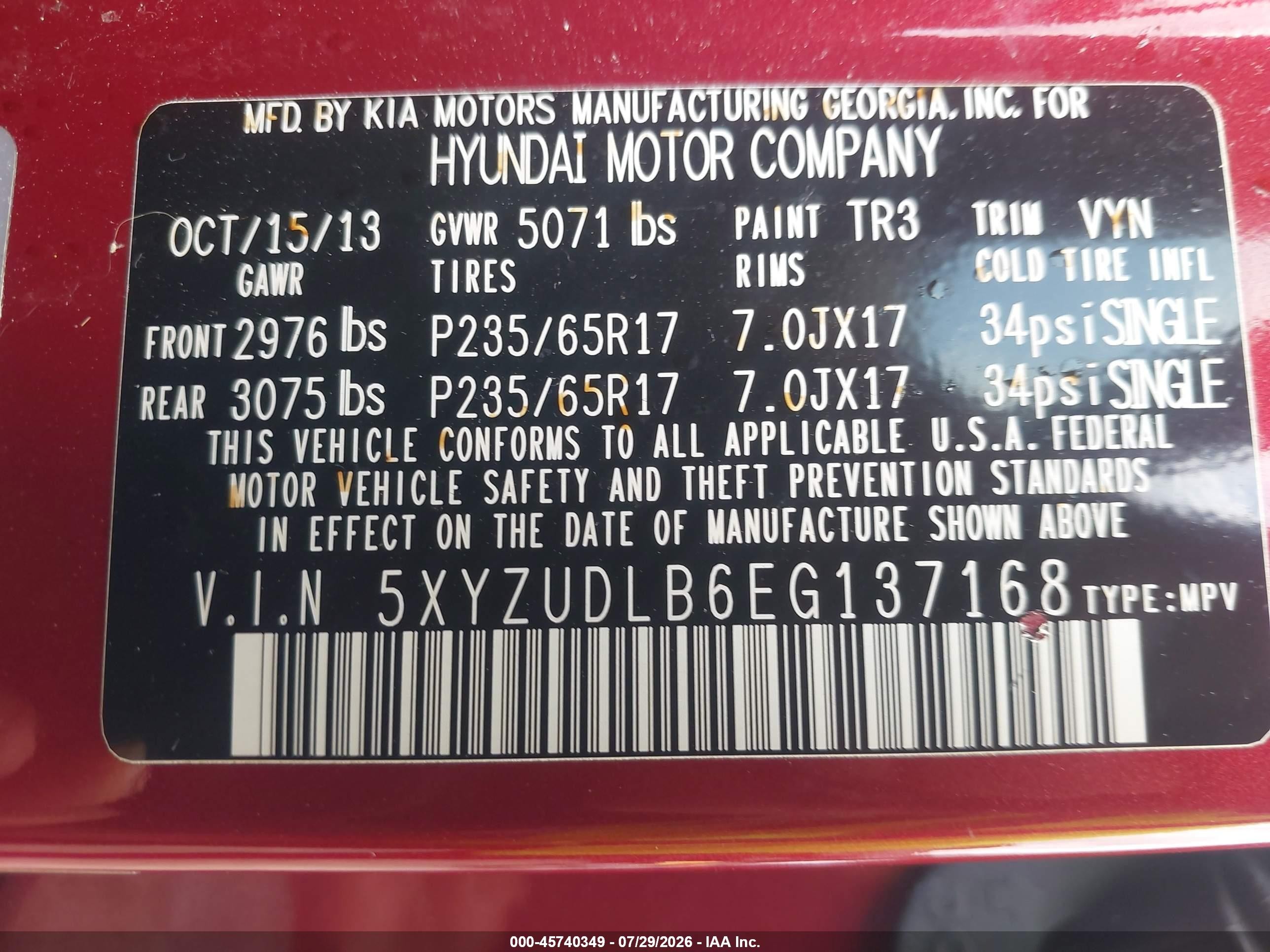 2014 Hyundai Santa Fe Sport 2.4l Red vin: 5XYZUDLB6EG137168