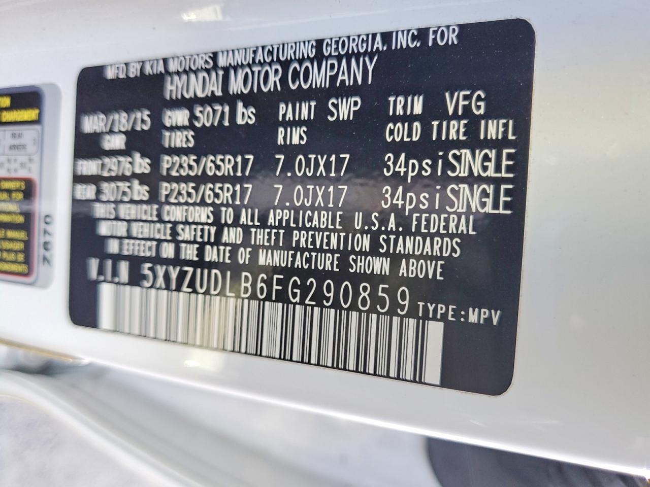 2015 Hyundai Santa Fe Sport 2.4l Белый vin: 5XYZUDLB6FG290859