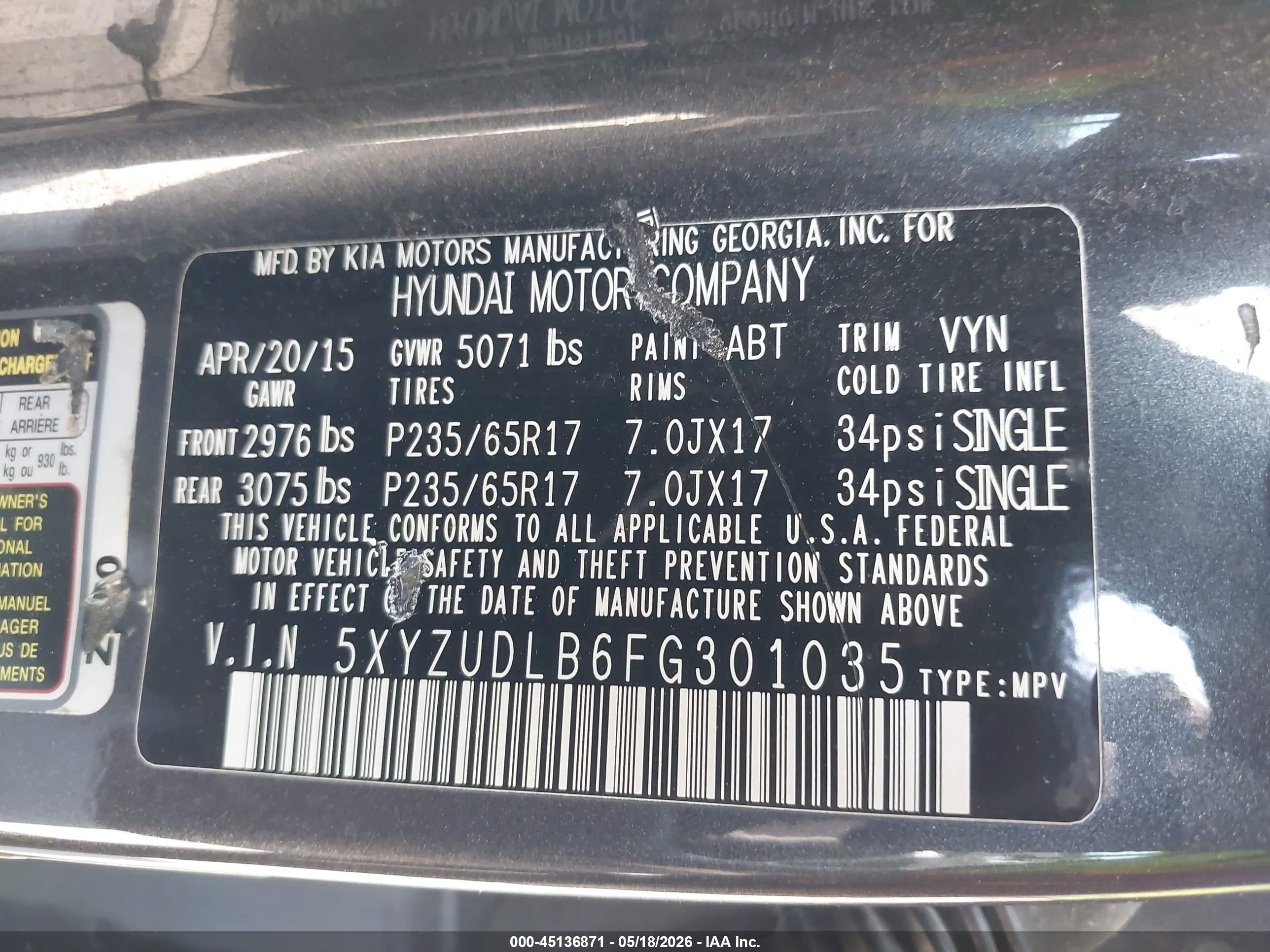 2015 Hyundai Santa Fe Sport 2.4l Gray vin: 5XYZUDLB6FG301035