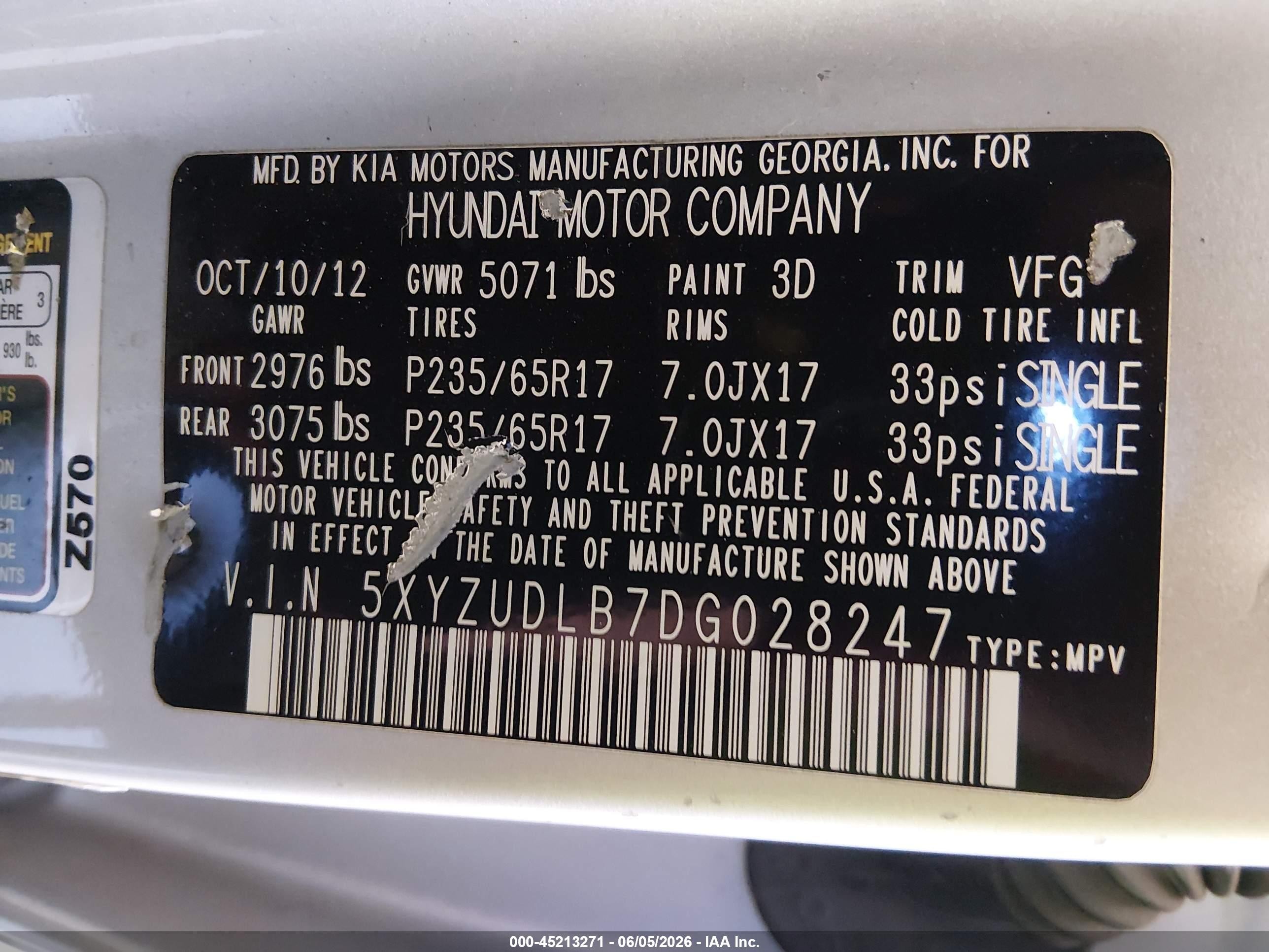 2013 Hyundai Santa Fe Sport Silver vin: 5XYZUDLB7DG028247