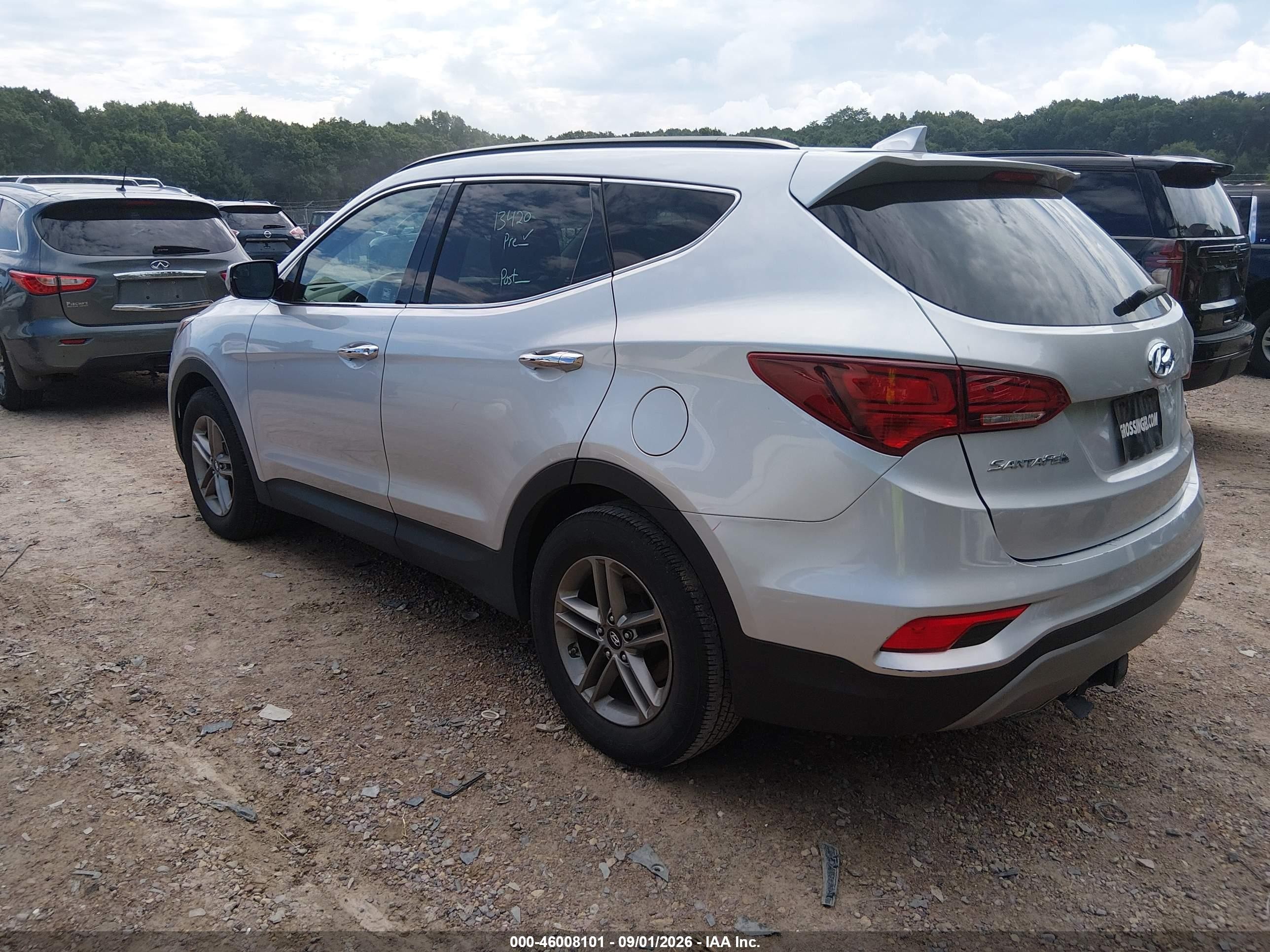 2017 Hyundai Santa Fe Sport 2.4l Silver vin: 5XYZUDLB8HG385443