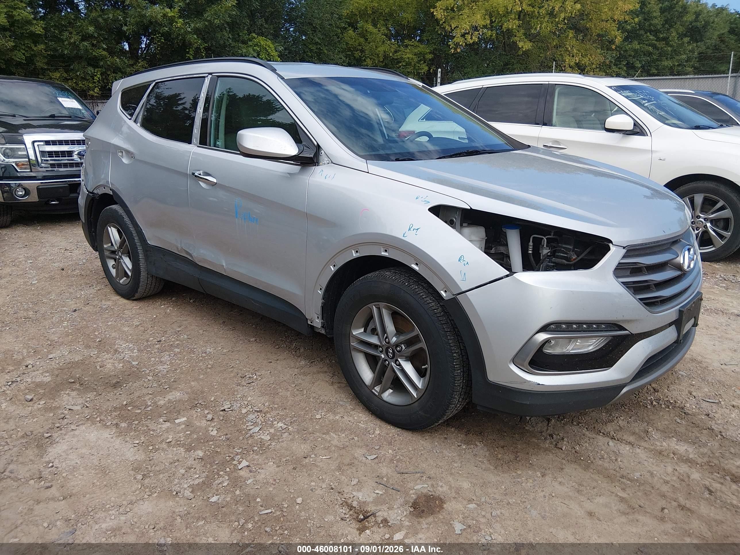 2017 Hyundai Santa Fe Sport 2.4l Silver vin: 5XYZUDLB8HG385443