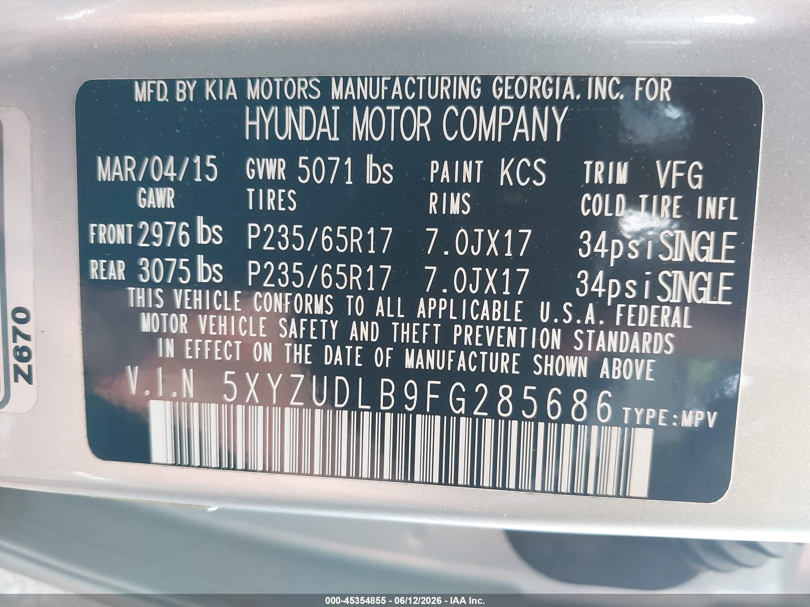 2015 Hyundai Santa Fe Sport 2.4l Silver vin: 5XYZUDLB9FG285686