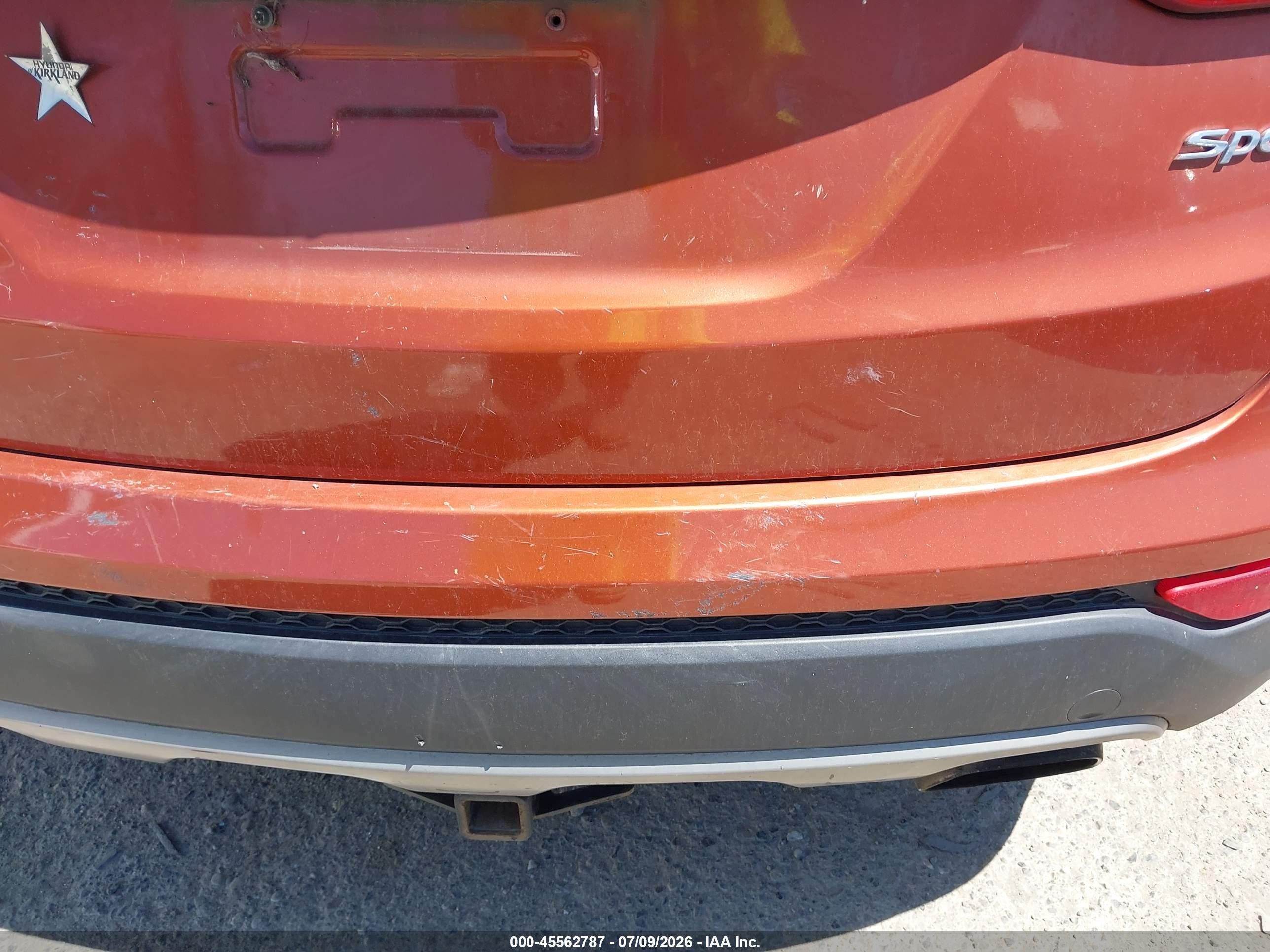 2013 Hyundai Santa Fe Sport Orange vin: 5XYZUDLBXDG004587