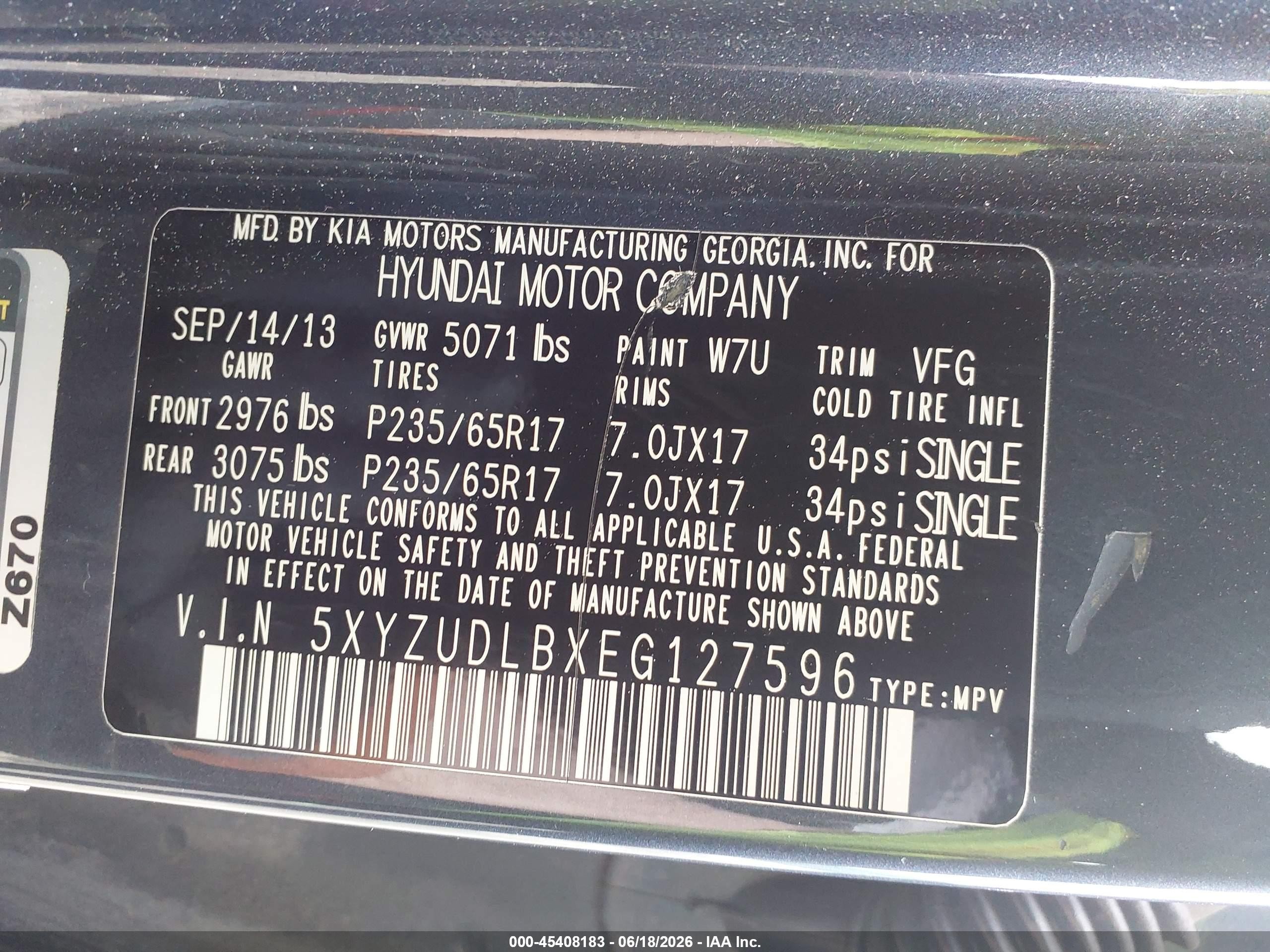 2014 Hyundai Santa Fe Sport 2.4l Gray vin: 5XYZUDLBXEG127596