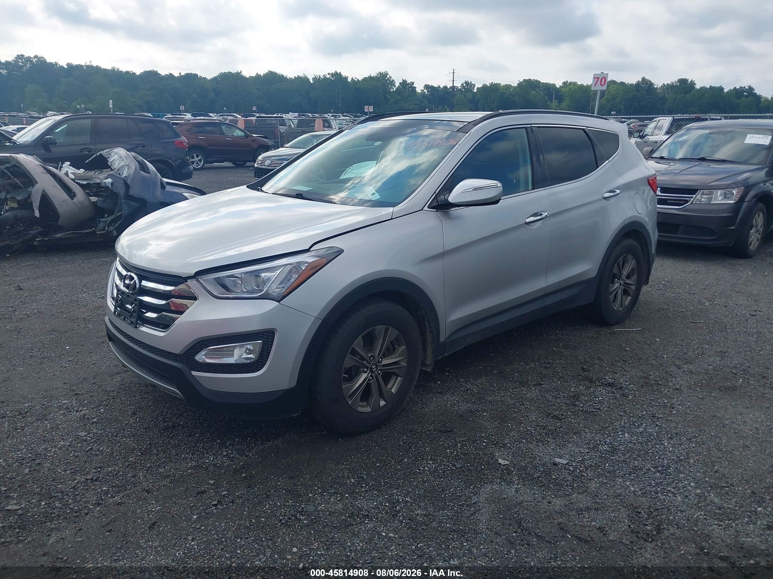 2014 Hyundai Santa Fe Sport 2.4l Silver vin: 5XYZUDLBXEG157049
