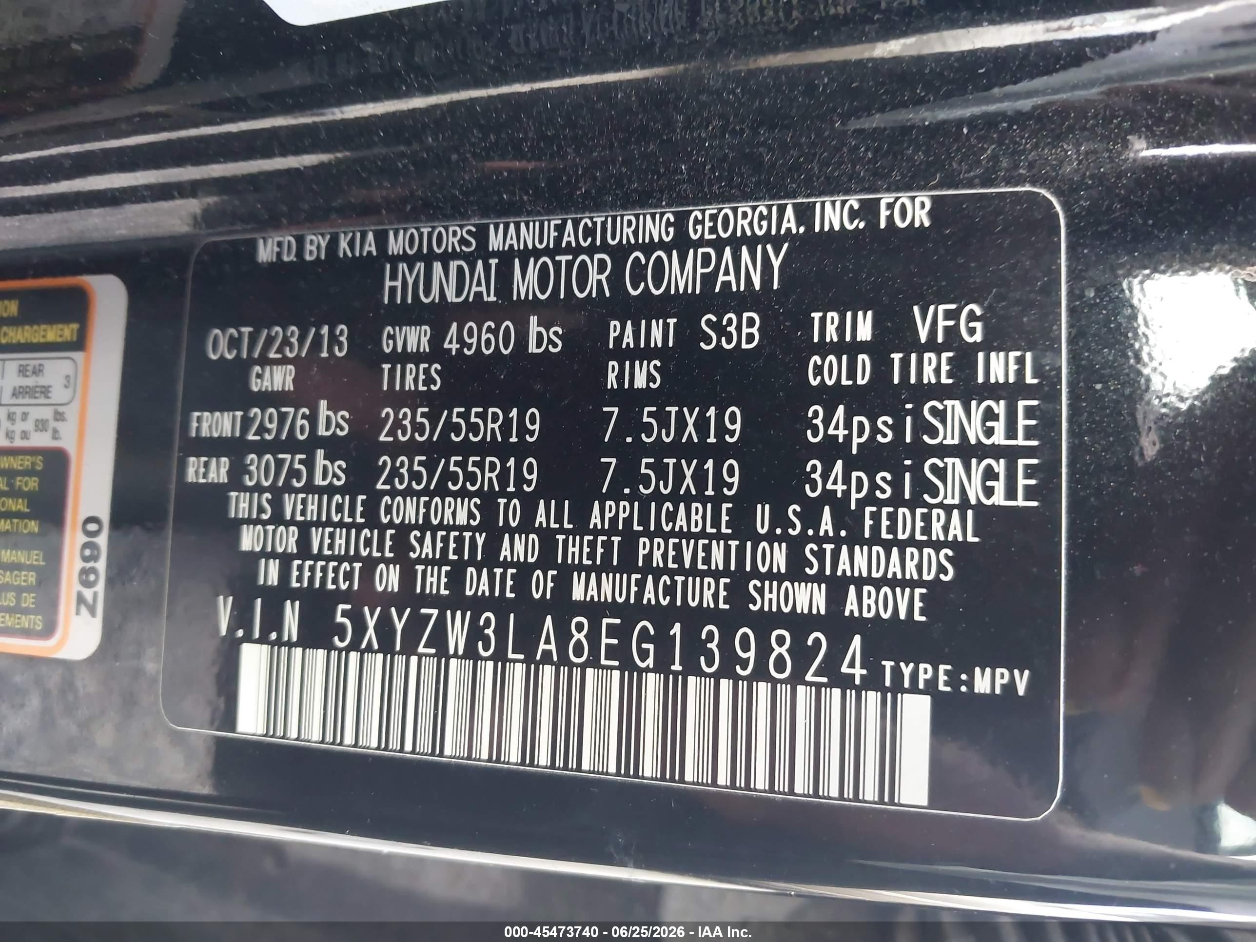 2014 Hyundai Santa Fe Sport 2.0l Turbo Черный vin: 5XYZW3LA8EG139824