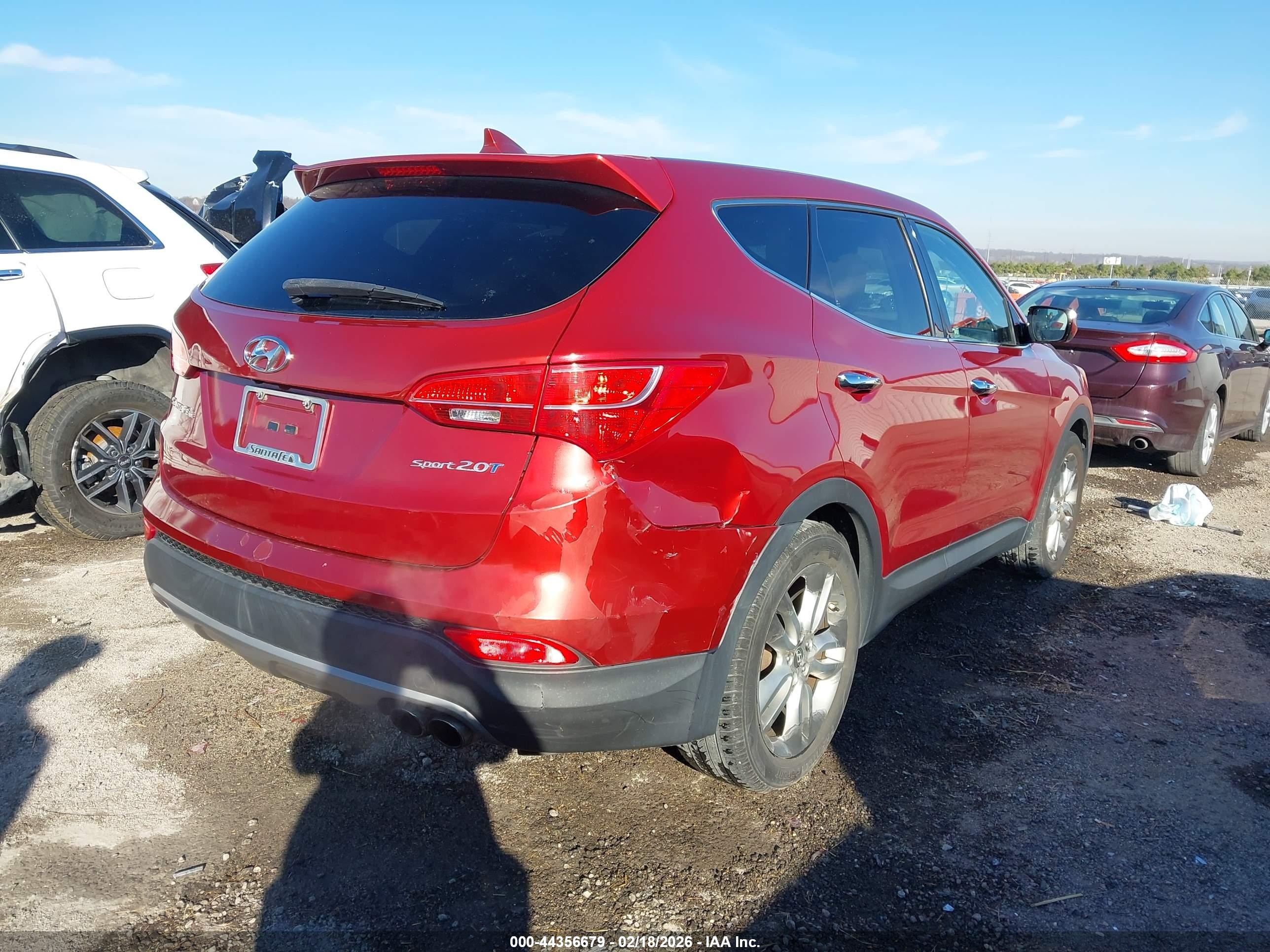 2013 Hyundai Santa Fe Sport 2.0t Red vin: 5XYZW3LA9DG004723